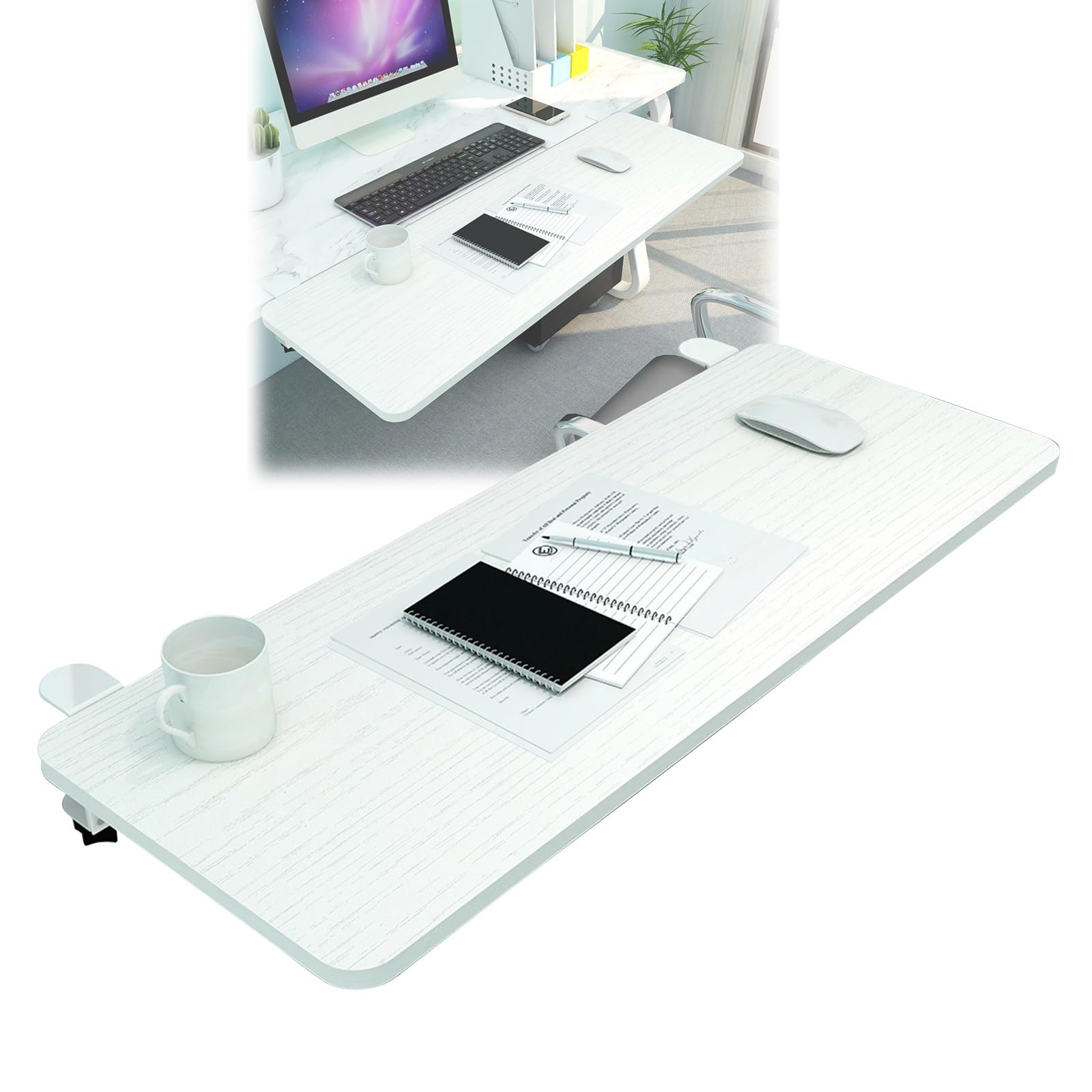 Ergonomische, faltbare Tastatur- und Maus-Schreibtischverlängerung mit 90°-Armstütze, langlebiges Holzdesign, Rosa, 75 x 25 cm, perfekt für Heimbüro, Gaming-Workstations und Komfort