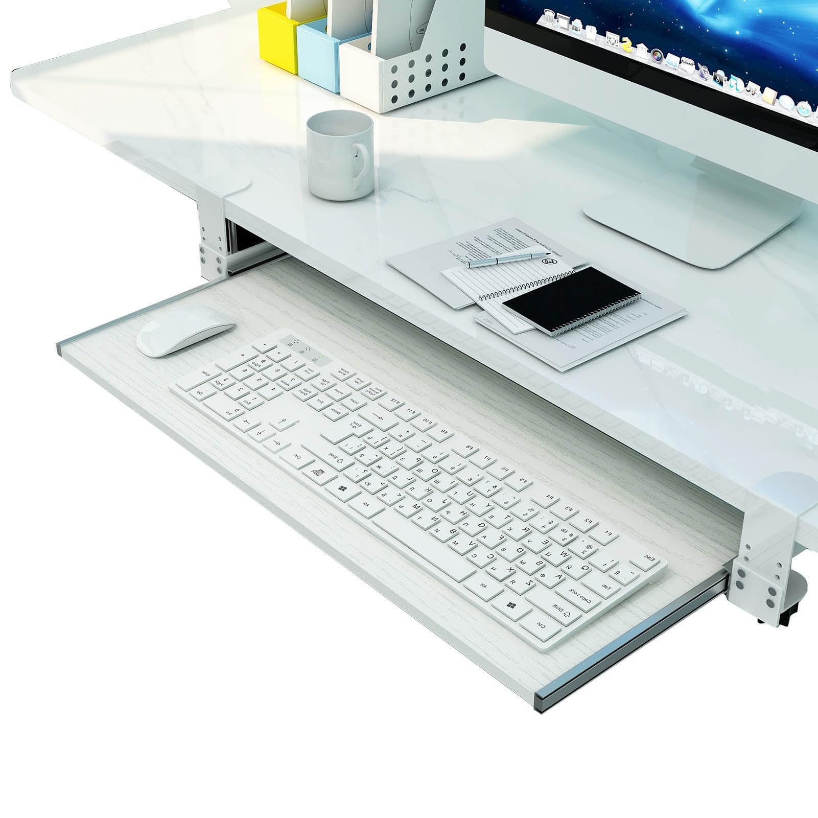 Ergonomische Ablage für Tastatur und Maus unter dem Schreibtisch – Verstellbares Schieberegal 75 x 30 cm, platzsparendes Design für Heimbüro, Gaming, Komfort und Produktivität