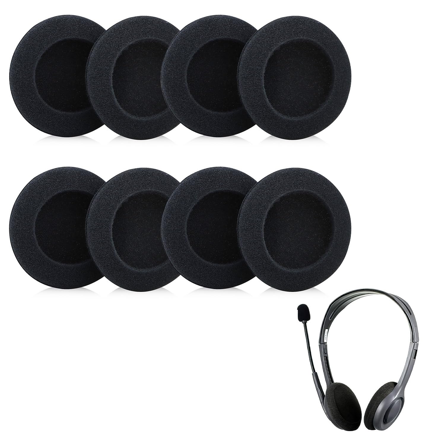 8 Stück Ersatz-Ohrpolster passend für Logitech 960, Kopfhörer Ohrpolster 60mm, Ohrpolster für Logitech Headset, Logitech Kopfhörer Ohrpolster Schaumstoff Ersatz