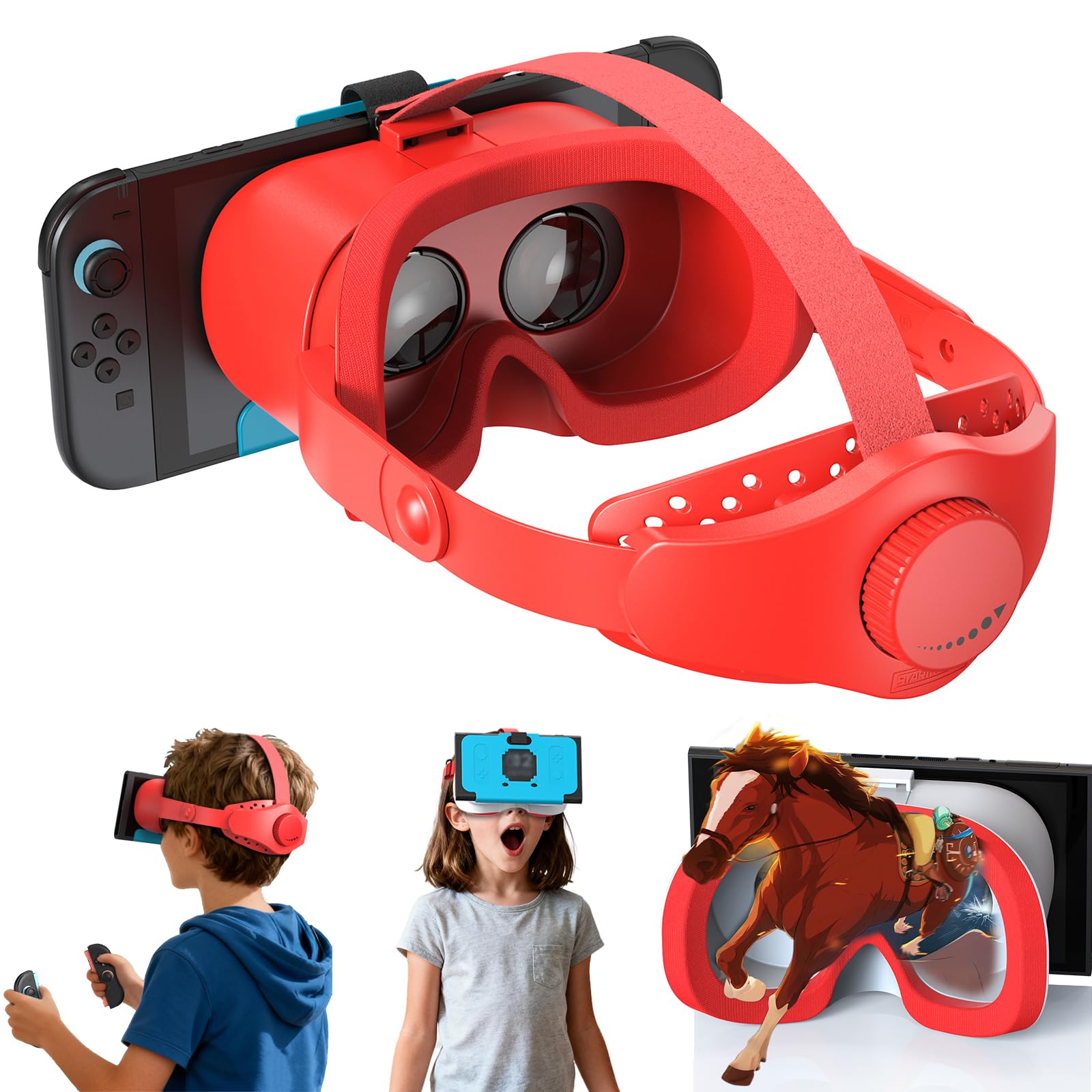 Verbessertes VR-Headset für Switch 2 2025, Switch 2 VR-Spielbrille mit verstellbaren HD-Gläsern und Kopfband mit Drehknopf, Virtual Boy, Labo VR für Switch 2 Zubehör, orange und blau