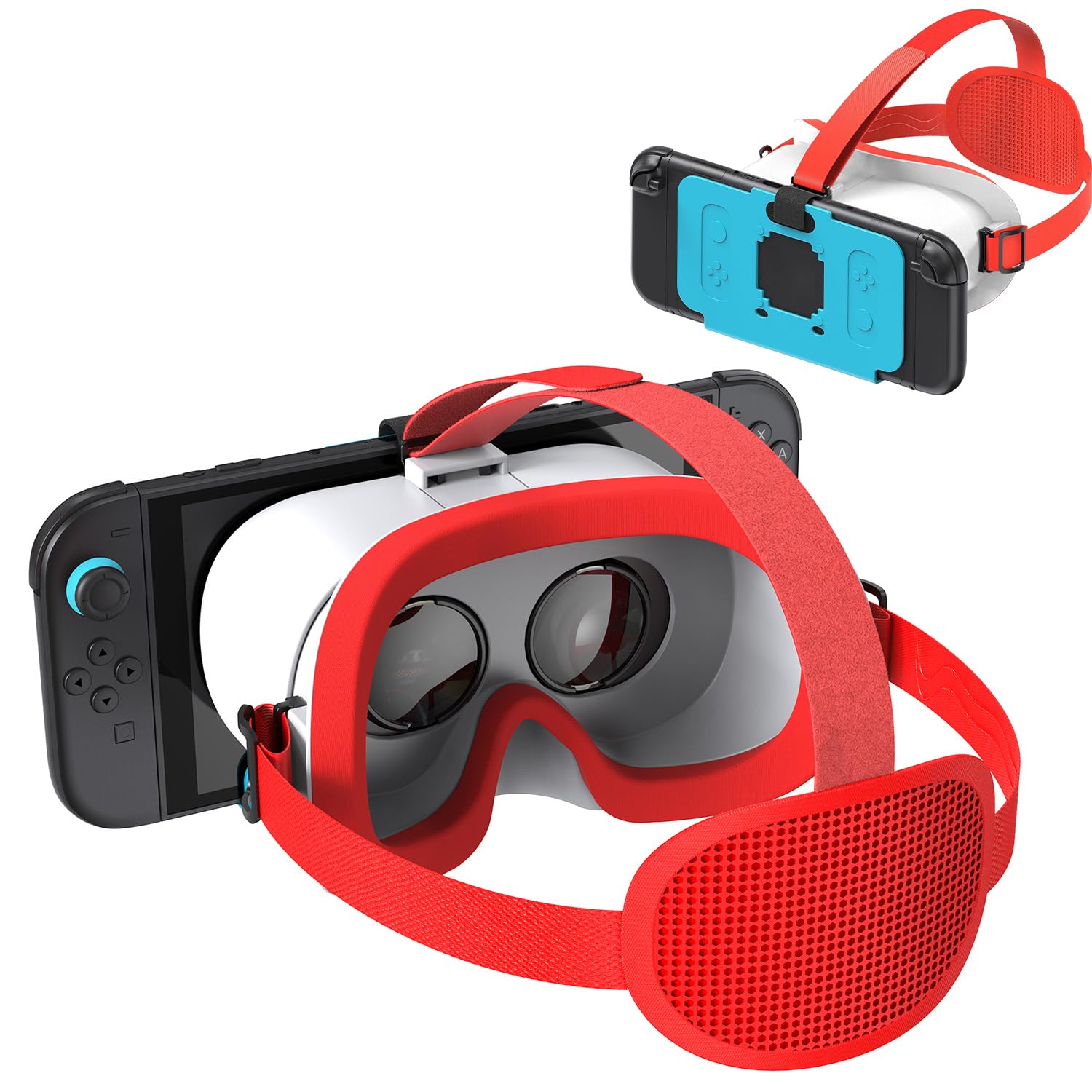 Aktualisiertes VR-Headset für Nintendo Switch 2 (2025 Neu), Virtual Reality-Brille mit verstellbaren HD-Objektiven und bequemem Kopfgurt, 3D-Brille für Switch 2 Zubehör (Blau Weiß)