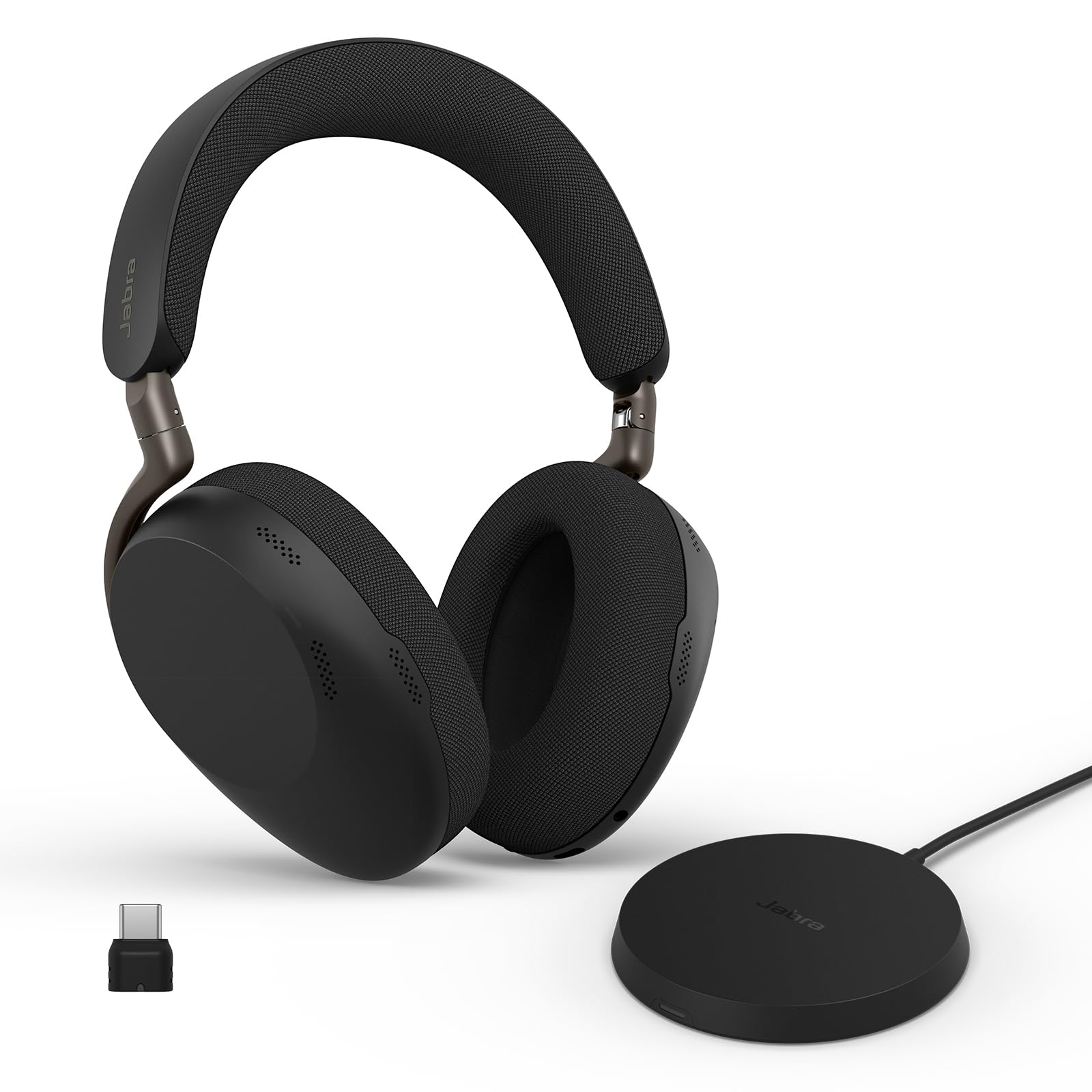 Jabra Evolve3 85 Over-Ear Bluetooth Headset kabellos mit Mikrofon & Ladestation für Büro, USB-C, KI-Sprachanruf, Adaptive ANC, 25h Akku, für Meeting-Apps, Schwarz
