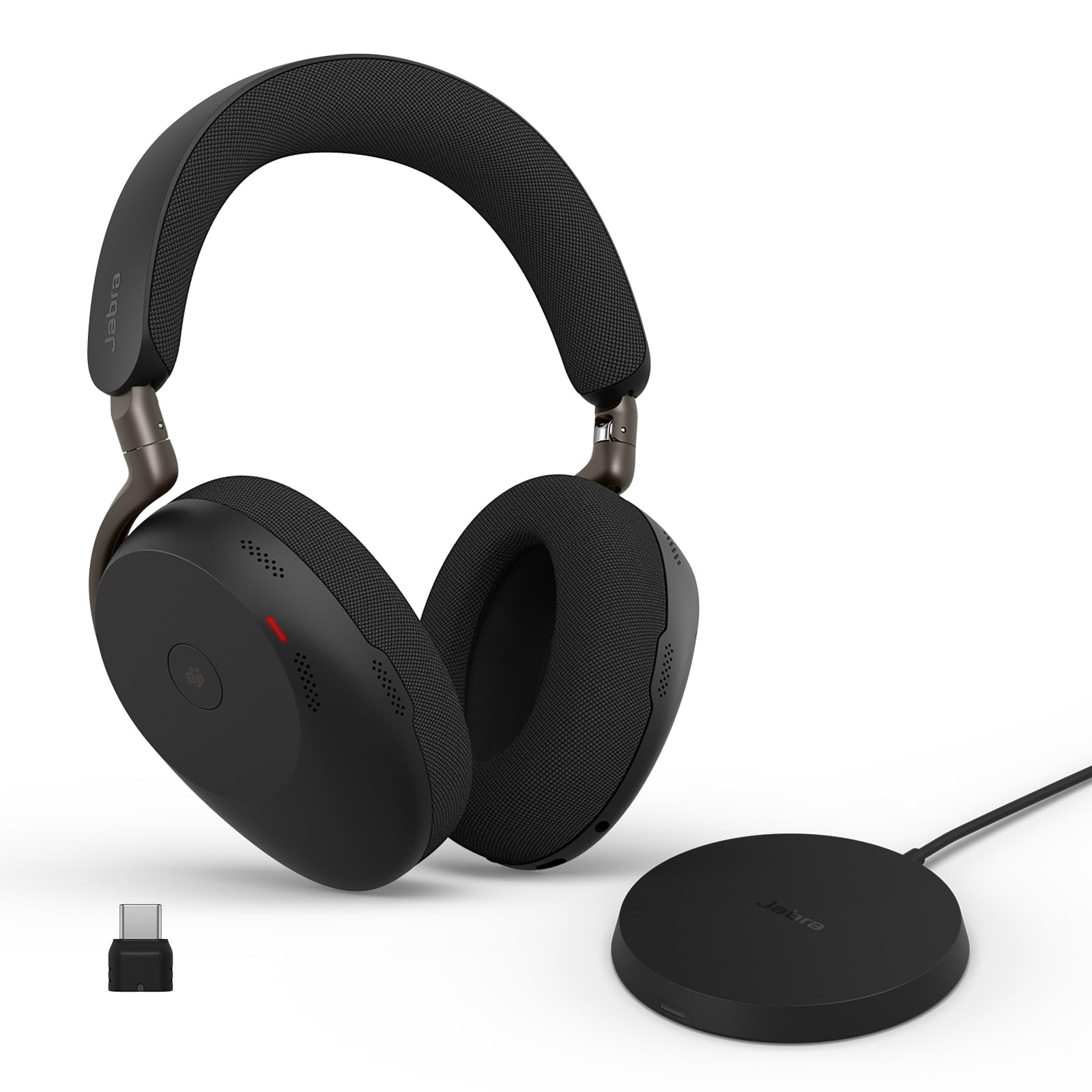Jabra Evolve3 85 Over-Ear Bluetooth Headset kabellos mit Mikrofon & Ladestation für Büro, USB-C, KI-Sprachanruf, Adaptive ANC, 25h Akku, MS Teams Zertifiziert, Schwarz