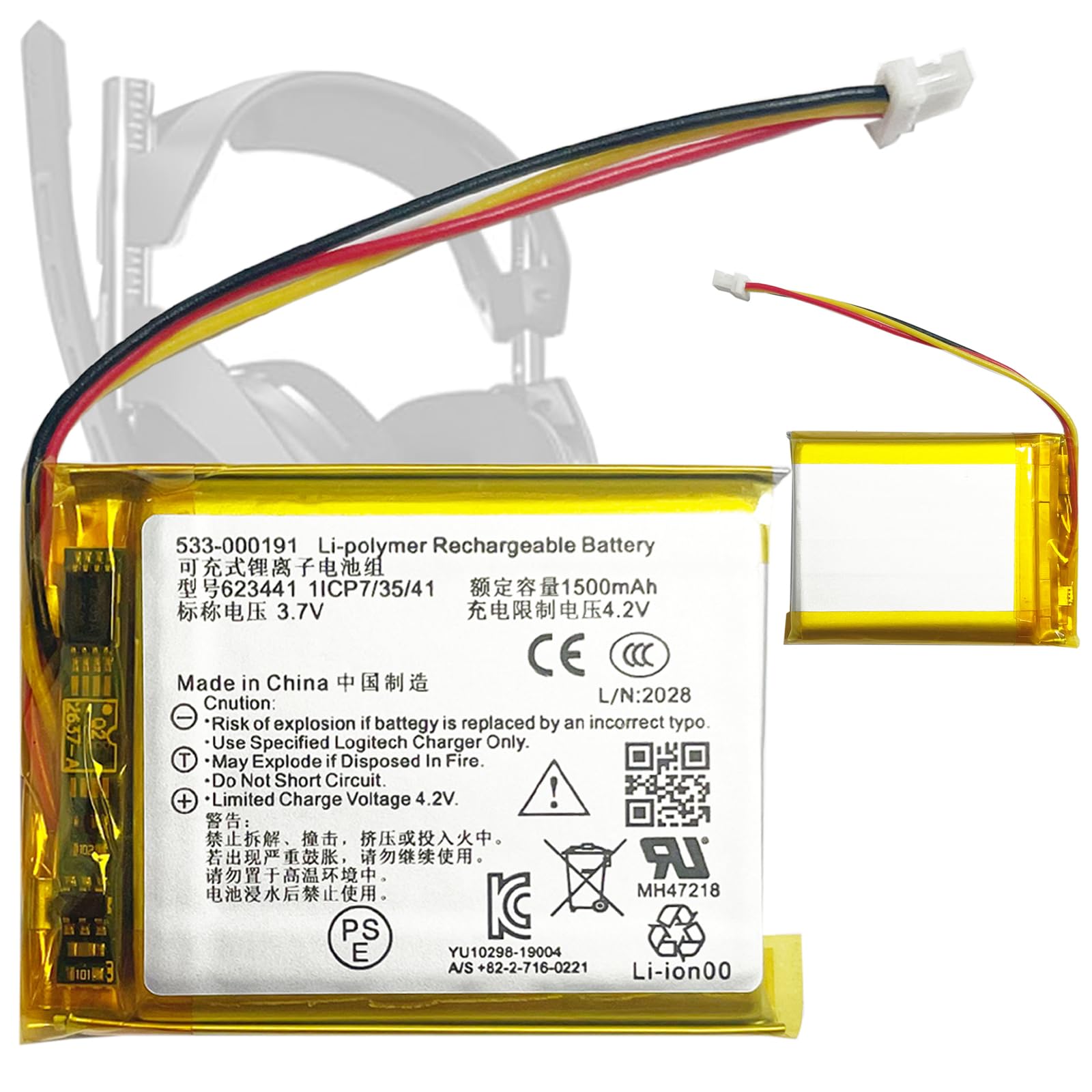 623441 533-000169 ersatz akku 533-000191 Kompatibel mit Astro A50 A20 Wireless Gamin Headset batteria