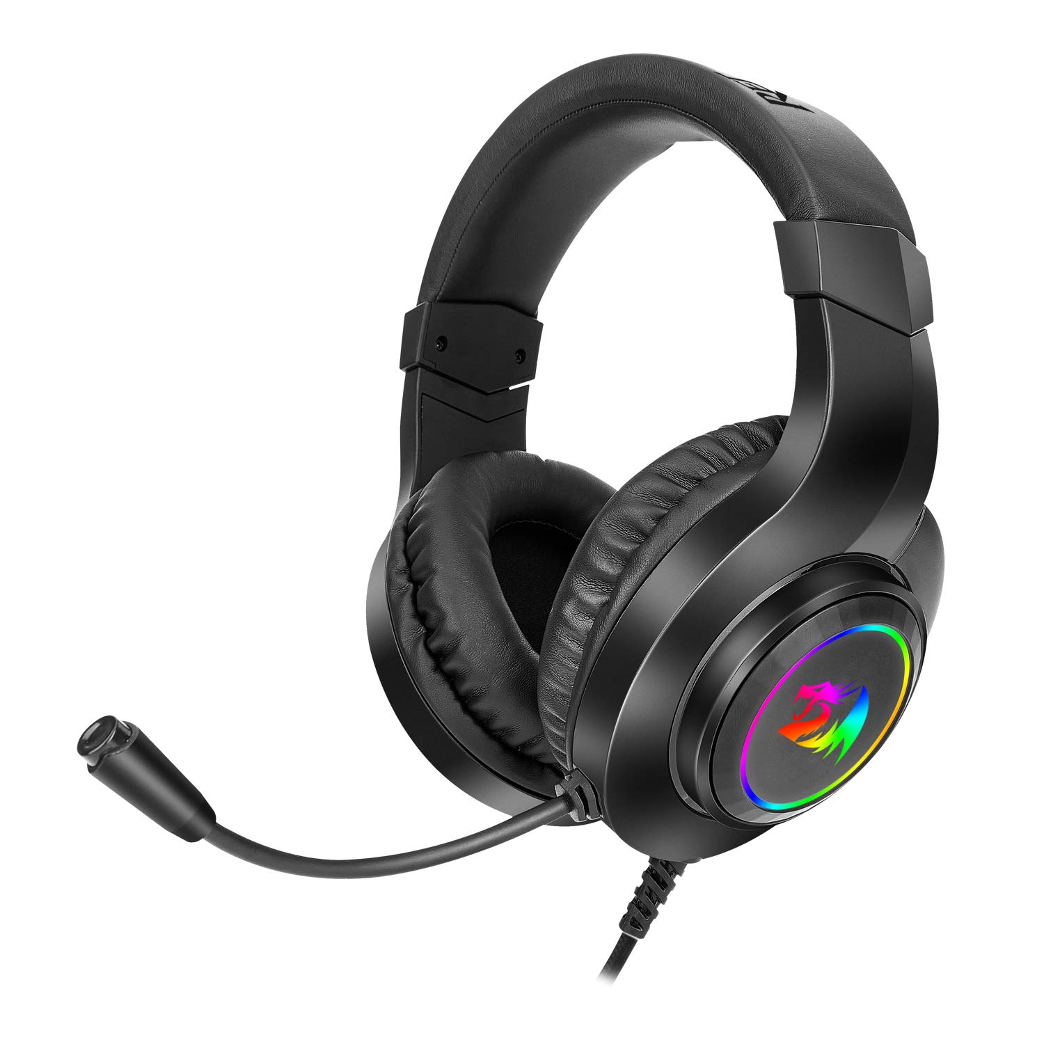 Redragon H260 Hylas Kabelgebundenes Gaming-Headset, 50 mm Treiber, Stereo Surround Sound, Geräuschunterdrückendes Mikrofon, Dynamische RGB-Hintergrundbeleuchtung, Over-Ear Kopfhörer für PC, Schwarz
