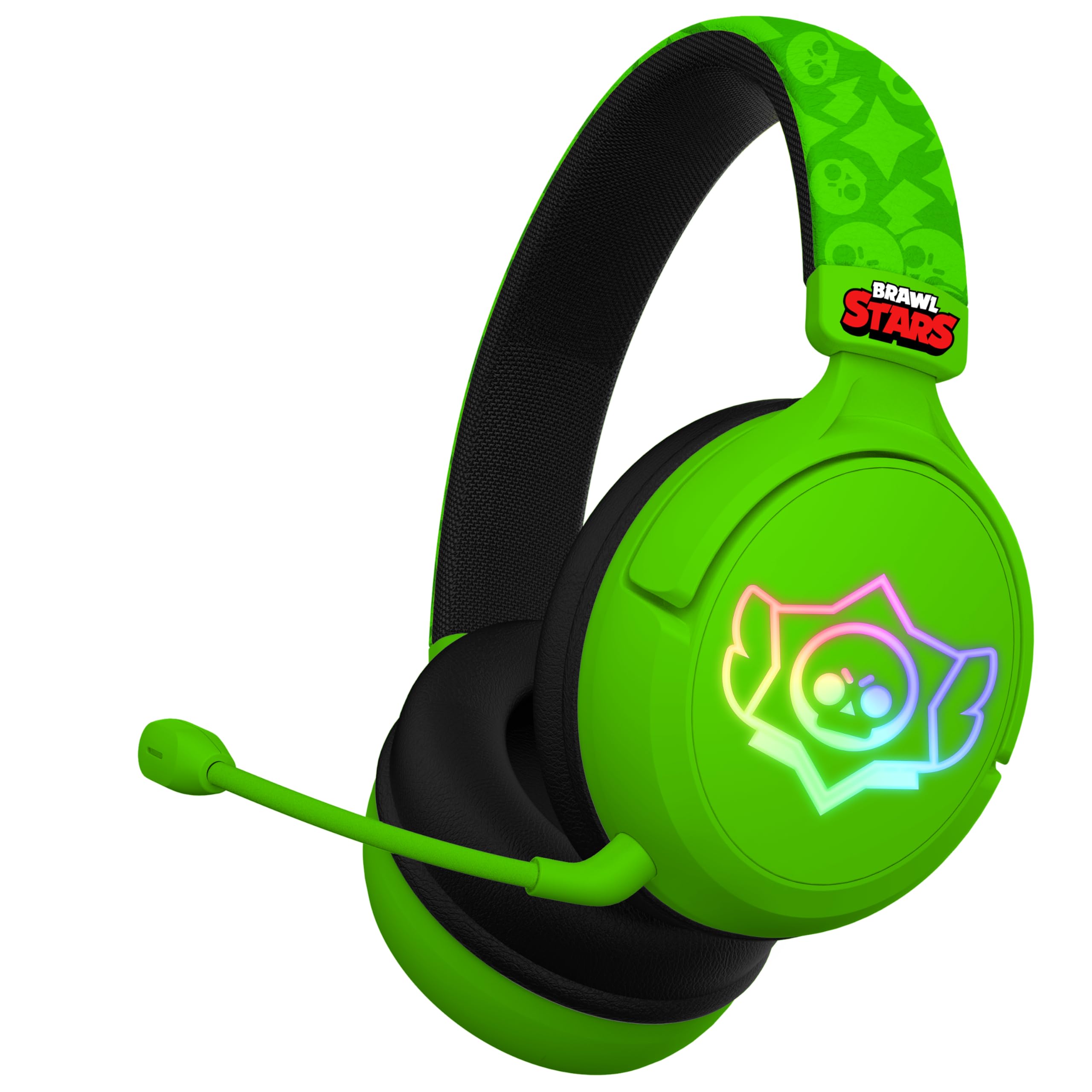 SUBSONIC Brawl Stars Gaming-Headset, Kabellos, RGB-LED-Beleuchtung, Abnehmbares Mikrofon, 40mm Treiber, Stereo/7.1, Schwarz und Rot, für Konsolen, PC, Tablet, Smartphone