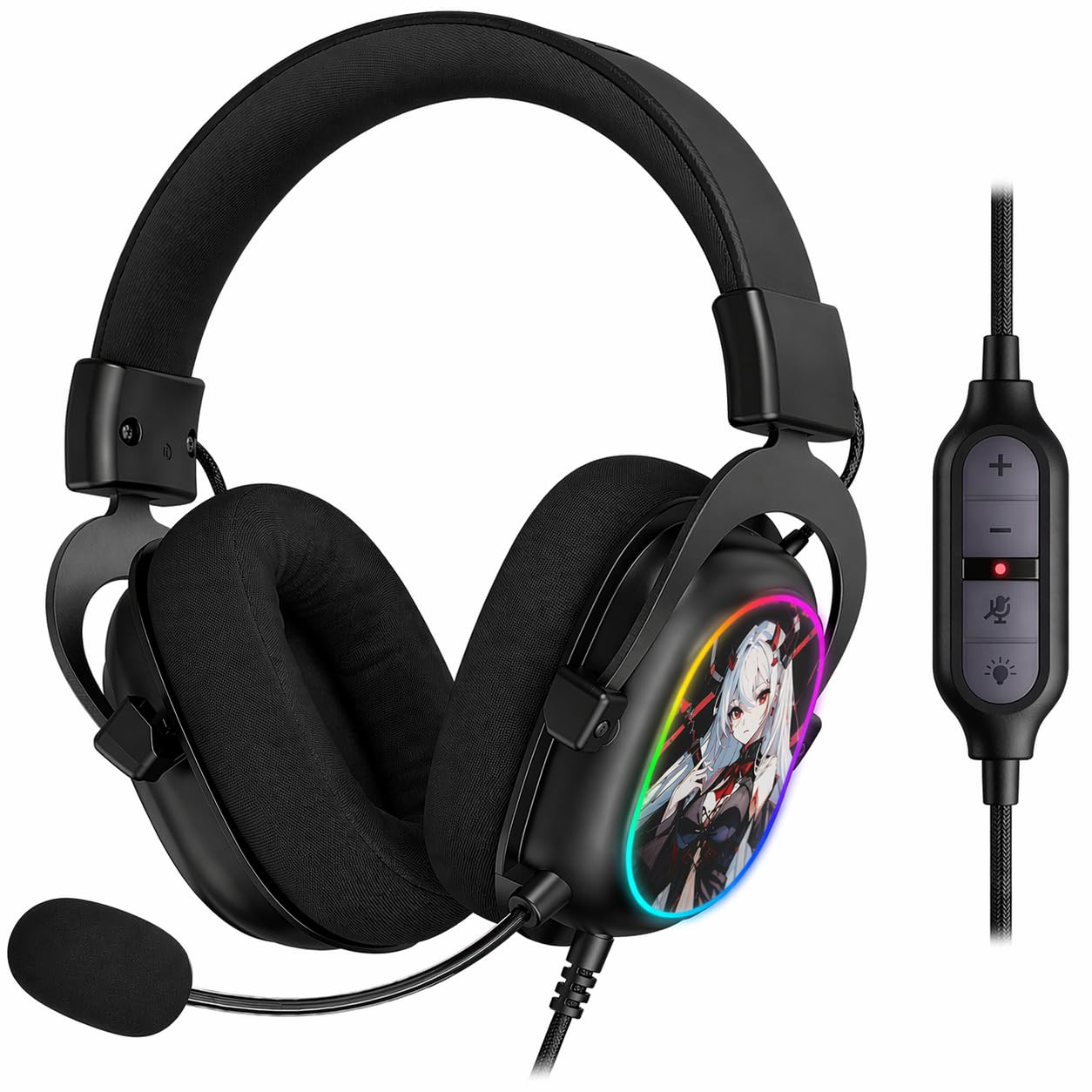 Redragon H510 AK RGB Gaming-Headset mit Kabel - 7.1 Surround Sound 53mm Audio-Treiber Memory Foam-Ohrpolstern austauschbarem Gehäuse Multi-Plattform Kopfhörer USB-betrieben für PC/PS4/NS