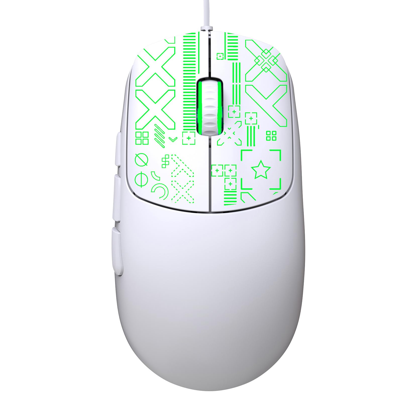 Denash Kabelgebundene Gaming-Maus, RGB-Maus mit 4 Einstellbaren Geschwindigkeiten, Mehrfarbige LED-Leuchten, Passt Unter die Handfläche, kein Treiber Erforderlich, USB 2.0, 3600 (White)
