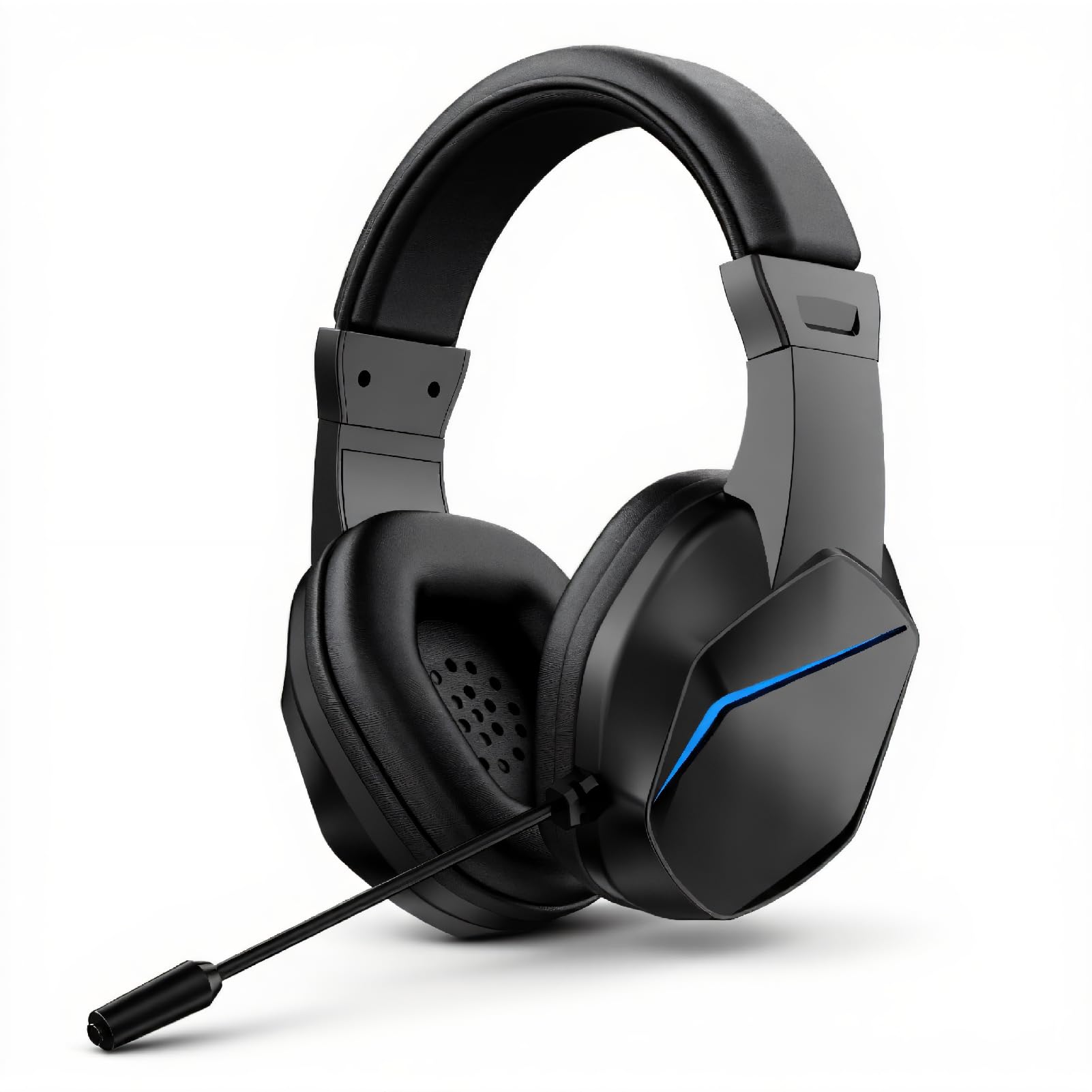 VBESTLIFE Kabelloses Gaming-Headset mit LED-Licht, Omnidirektionalem Mikrofon, Geringer Latenz, Verlustfreiem Audio, Immersivem Gaming, für PC-Laptop (Schwarz + kabellose BT-Version)