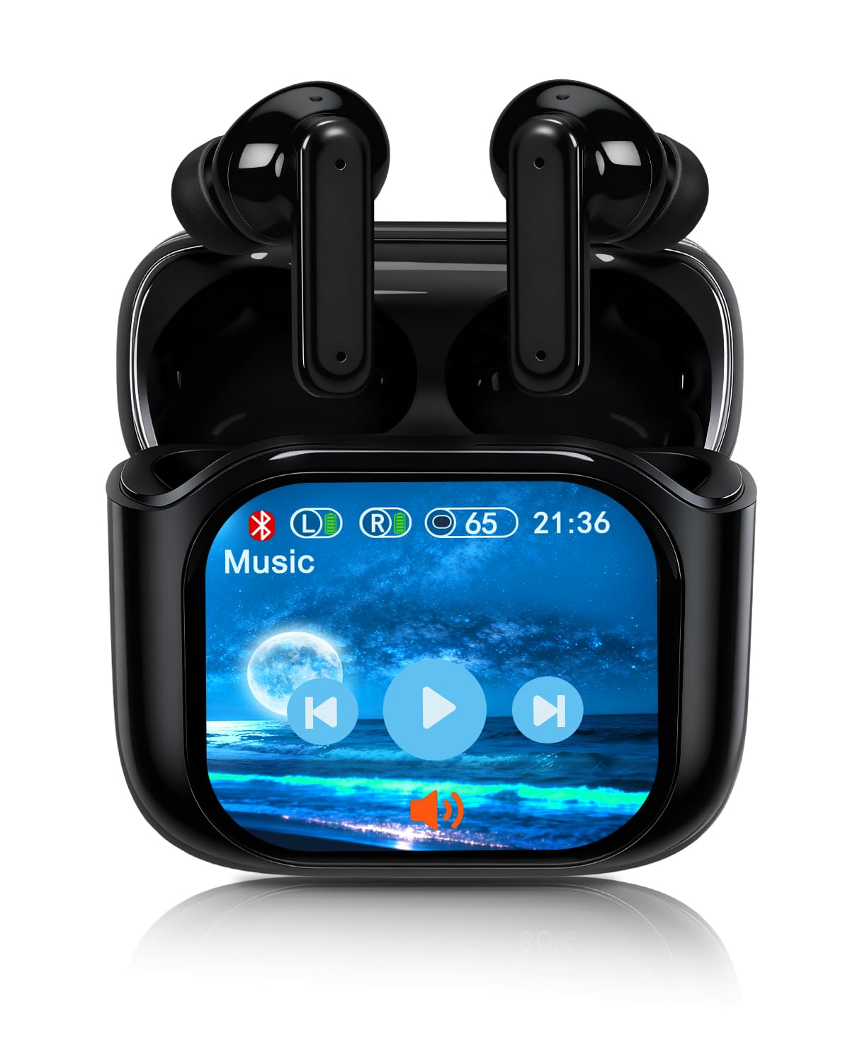 Bluetooth Kopfhörer, In Ear Kopfhörer Bluetooth Noise Cancelling, Ohrhörer mit Display, ANC Kopfhörer Interaktive Bildschirm, Bluetooth 5.4, Hi-Fi Stereo für Gaming Working Sports (Schwarz)