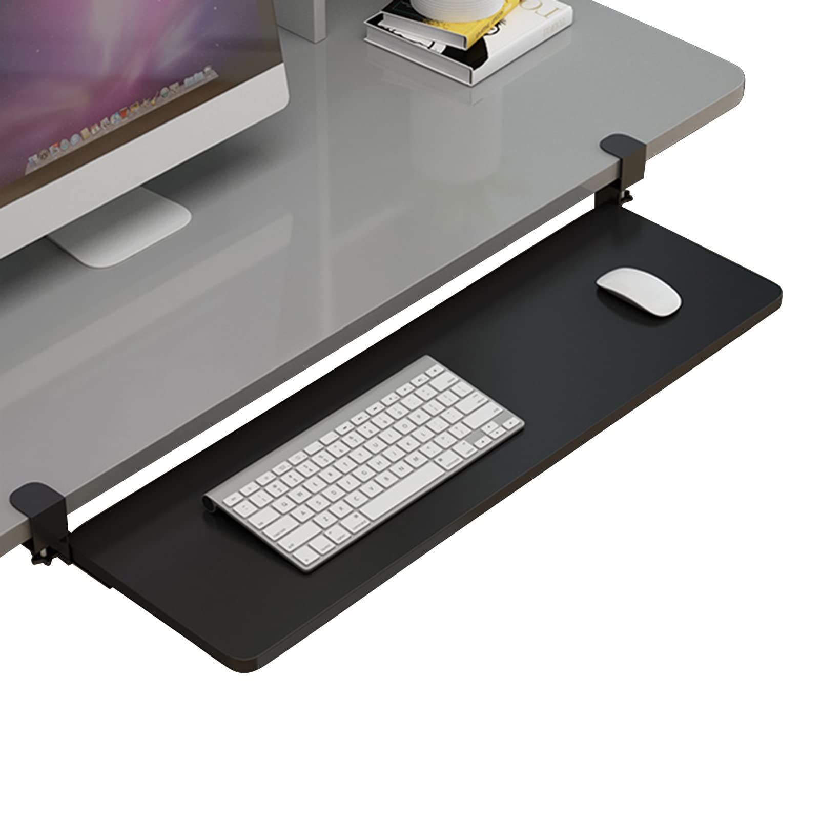 Ergonomische ausziehbare Tastaturablage unter dem Schreibtisch, verschiebbare Ablage für Maus, verstellbare Halterung, schwarz, 75 x 25 cm – perfekt für Home Office & Gaming Setup