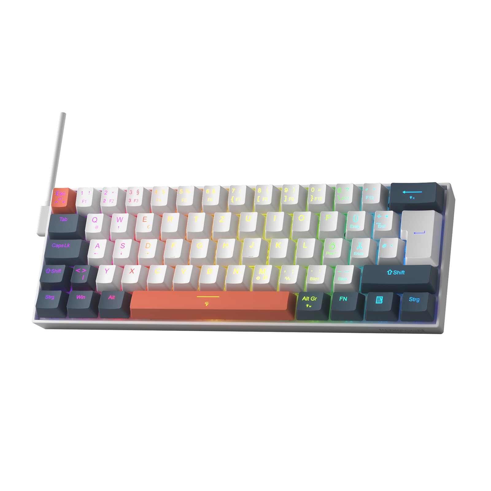 Redragon K617 HE 8000Hz Rapid Trigger-Tastatur, QWERTZ-Layout Kabelgebundene RGB 60% Gaming-Tastatur mit Magnetic Switches, Ultra-kompakt 62 Tasten, Einstellbarer Betätigungsweg, Software unterstützt