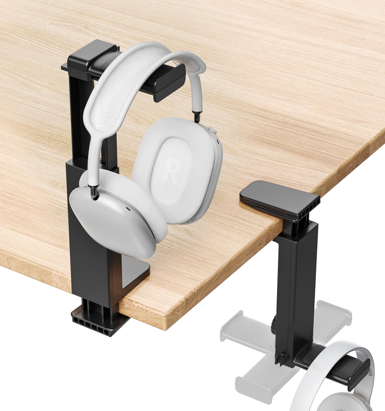 Universelle Headset Halterung, Tisch- oder Untertisch höhenverstellbarer Kopfhörer Halter mit Tischklemme (Dicke bis zu 5 cm), 360° drehbarer Headset Ständer mit Kabelclip für Gaming Zubehör