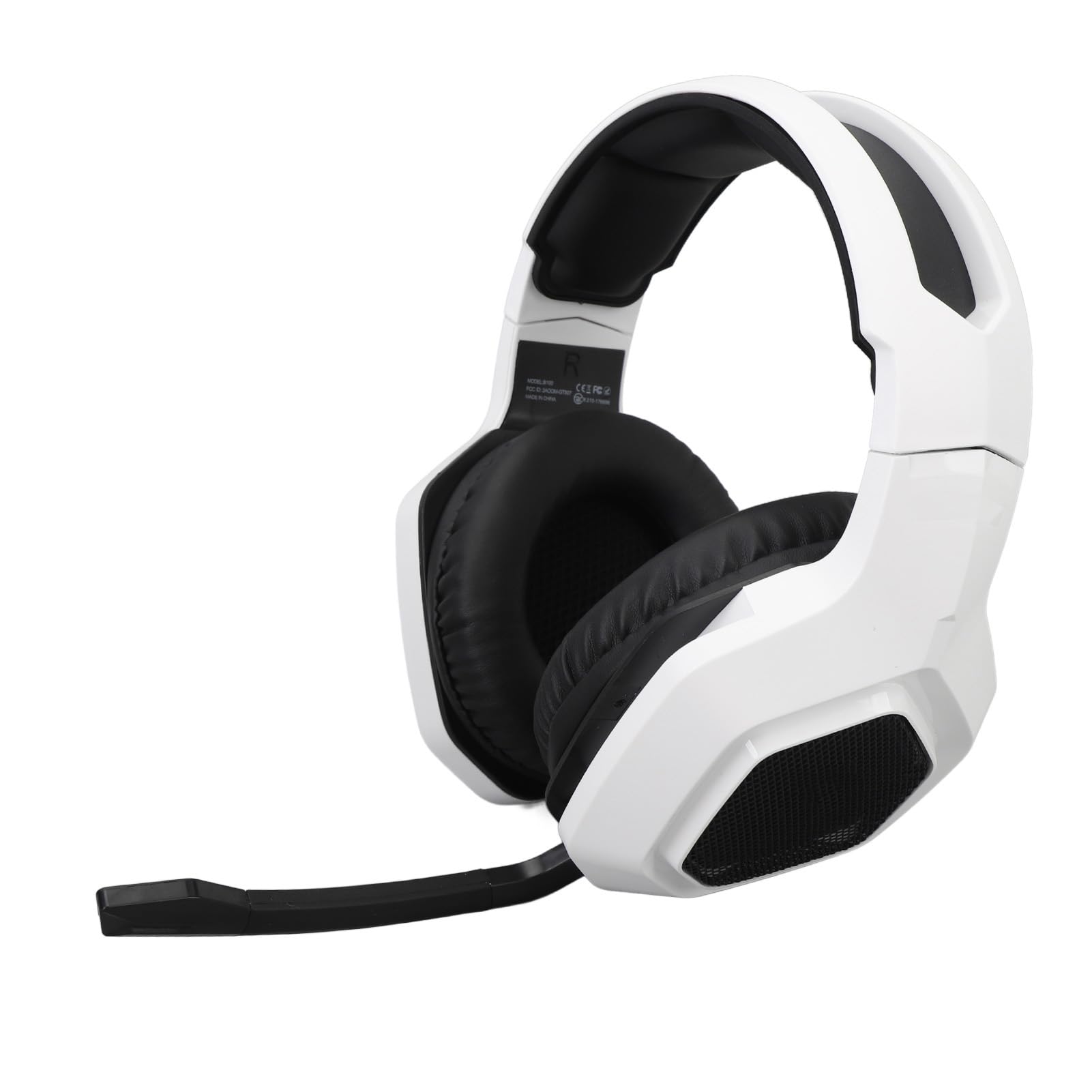 Alomejor Kabelloses Gaming-Headset, Aktive Geräuschunterdrückung, Echtzeit-Gaming-Sound, 2,4 G, 3,5 Mm Kabelverbindung, Gamer-Headset für PC-Kopfhörer (White)