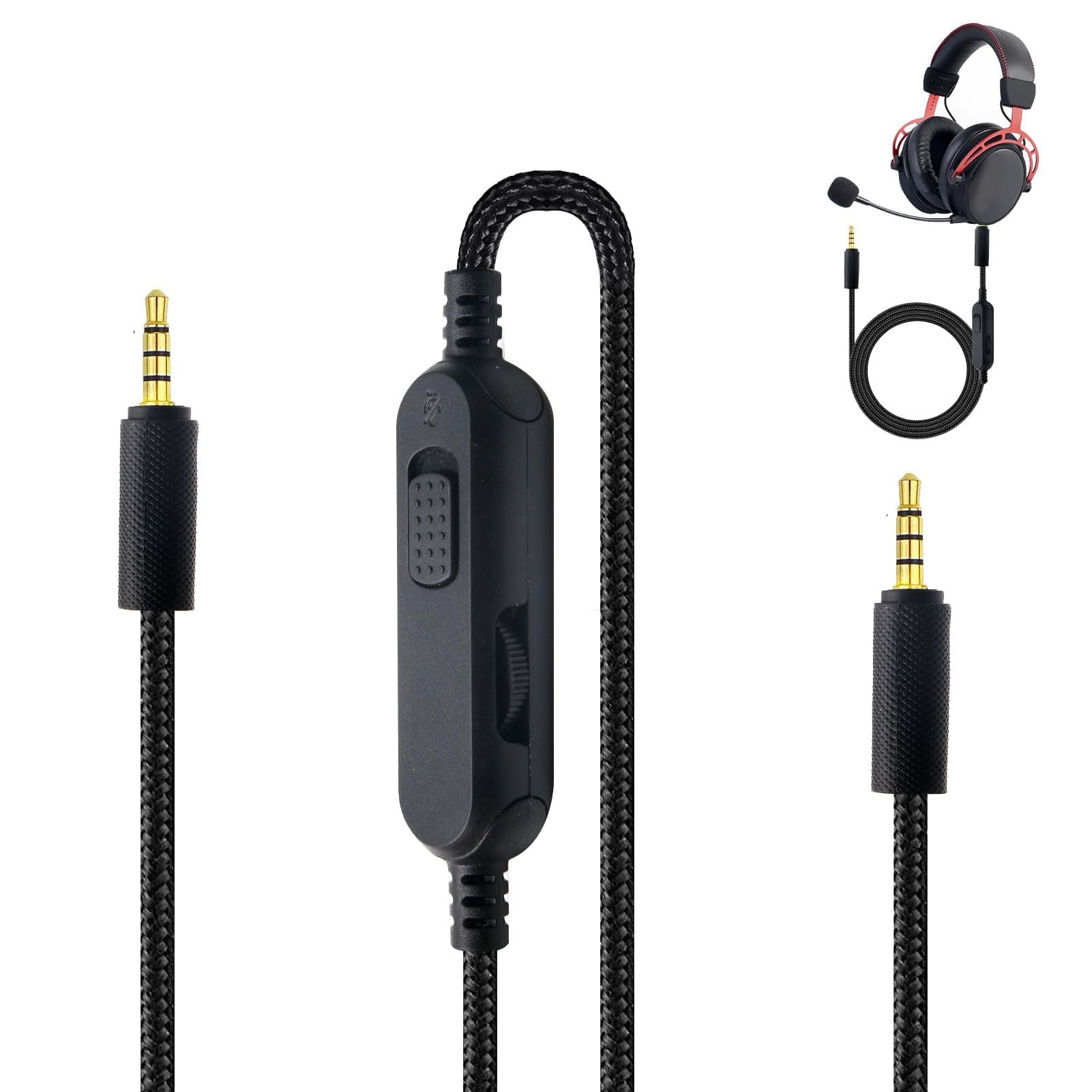 Headset Kabel Ersatz kompatibel mit Logitech G433 G233 G Pro G Pro X 3,5 mm Kopfhörer Audiokabel Gaming Headset Lautstärke Mikrofonsteuerung Kabel Schwarz 2M(6.56ft)