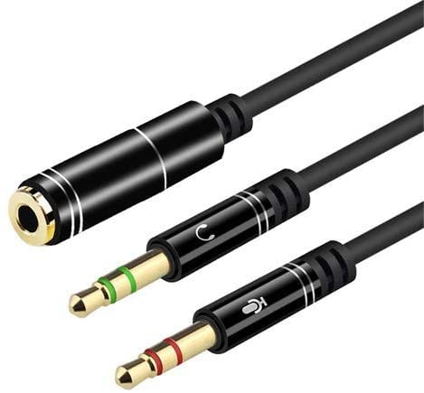 2 in 1 Kopfhörer-Mikrofon- und Audioadapterkabel, Y-Splitterkabel, 3,5 mm Klinkenstecker (2 Stecker auf 1 Buchse) für Gaming-Headset, Smartphones