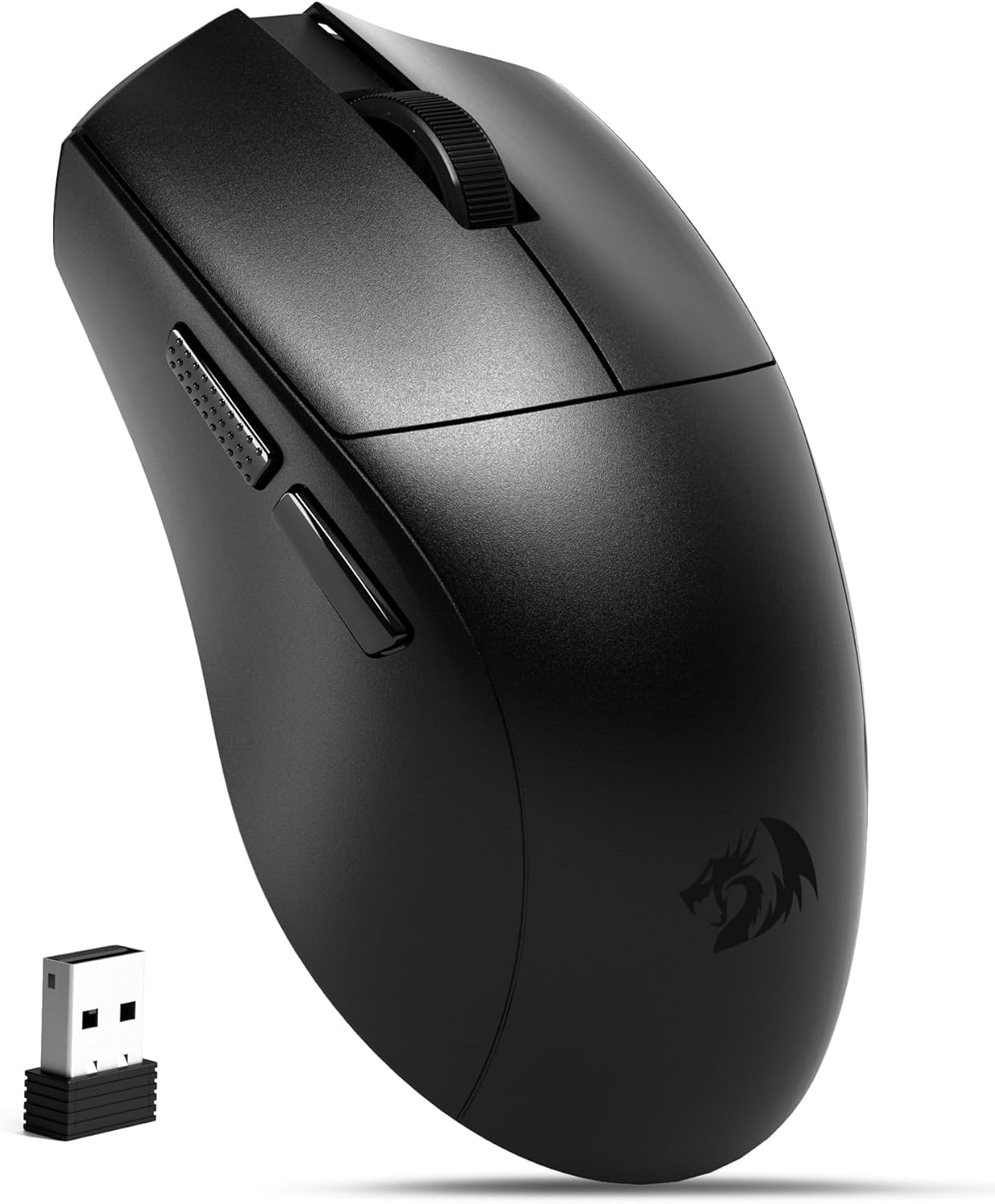 Redragon M821 Ergonomische Maus, Kabellose Gaming Maus,54 g Ultraleicht Wireless Mouse, Tri-Mode 2.4G/Bluetooth/USB-C, 1000Hz Abfragerate, Bis zu 12800 DPI, 70h Akku, für PC/Laptop, Schwarz