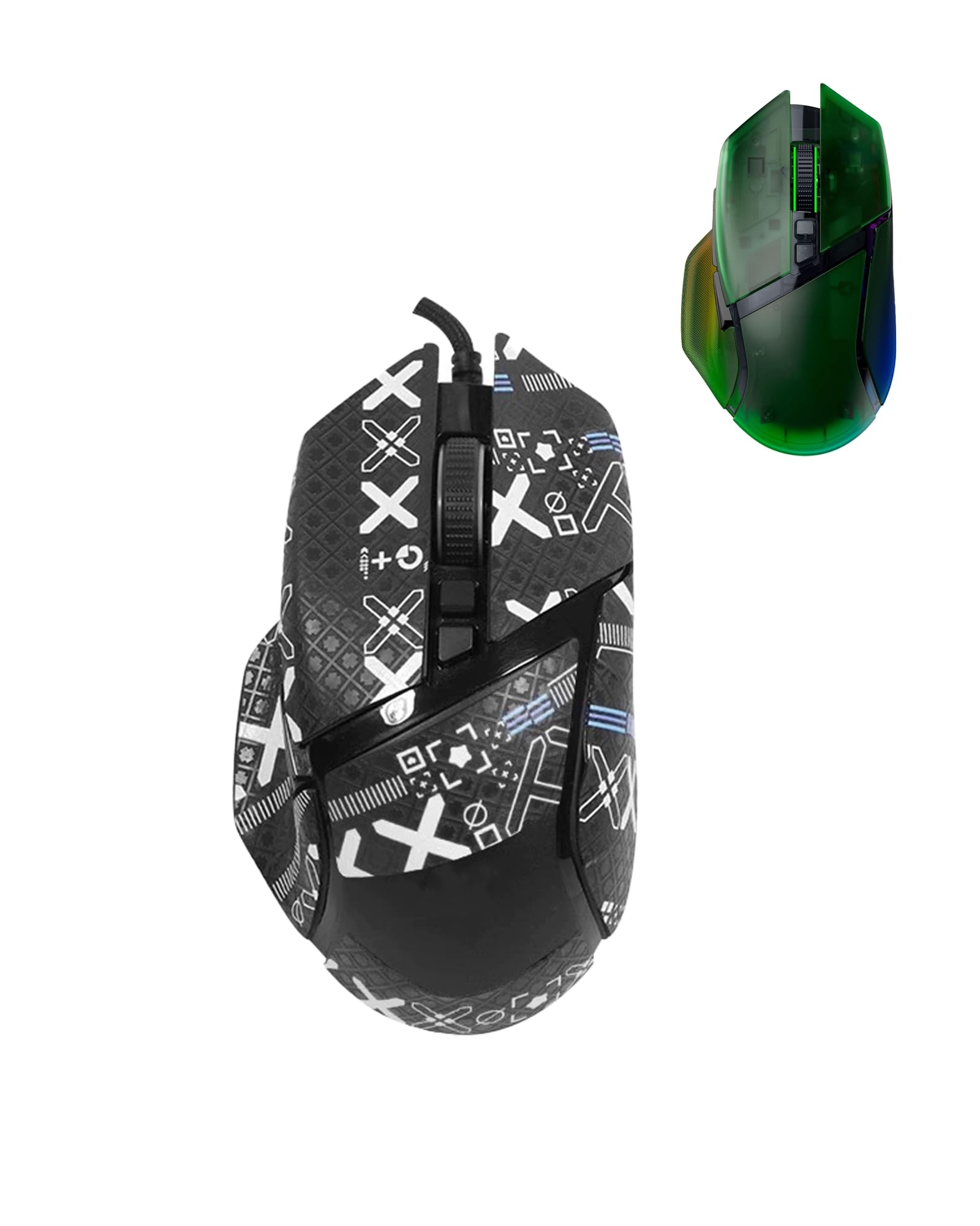 1 Set Mouse Anti-Slip Grip Tape für Razer Basilisk V3 Pro, Schweißbeständig, Einfach zu bedienen, Selbstklebendes Design, Professionelle Mäuse Upgrade Kit,schwarzes gedrucktes Muster