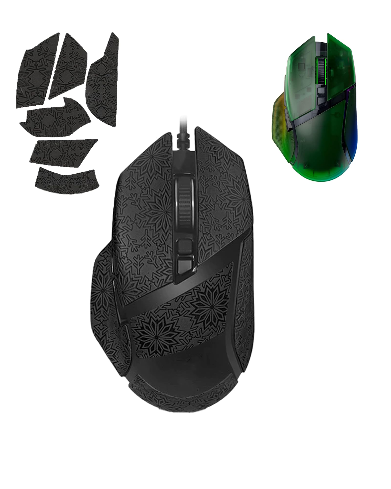 1 Set Mouse Anti-Slip Grip Tape für Razer Basilisk V3 Pro, Schweißbeständig, Einfach zu bedienen, Selbstklebendes Design, Professionelle Mäuse Upgrade Kit,Schwarzes Schneeflockenmuster
