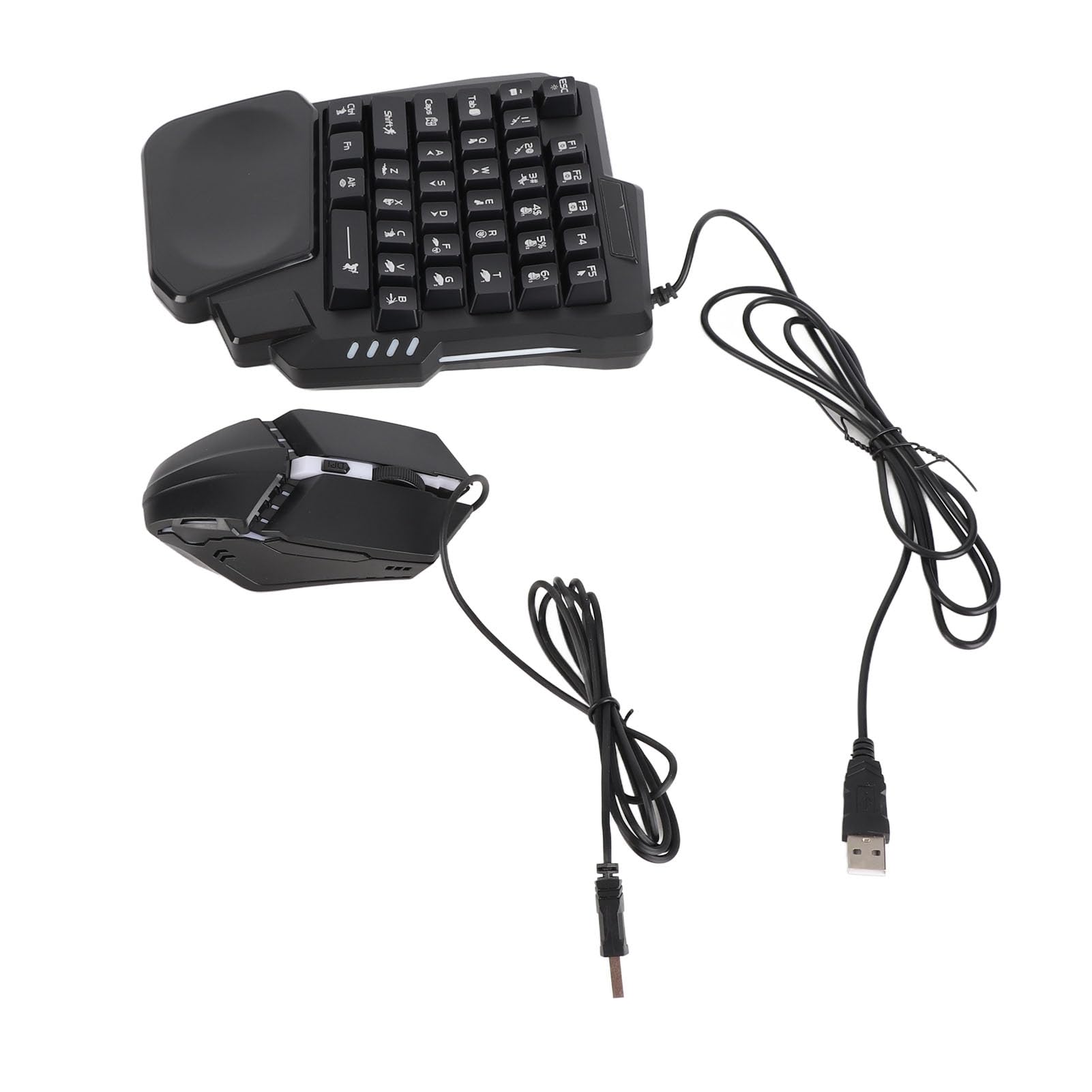 RGB-hintergrundbeleuchtete Einhand-Gaming-Tastatur und -Maus-Kombination, Verstellbarer Telefonständer, Schnelles Aufladen für Mobiles Gaming auf und