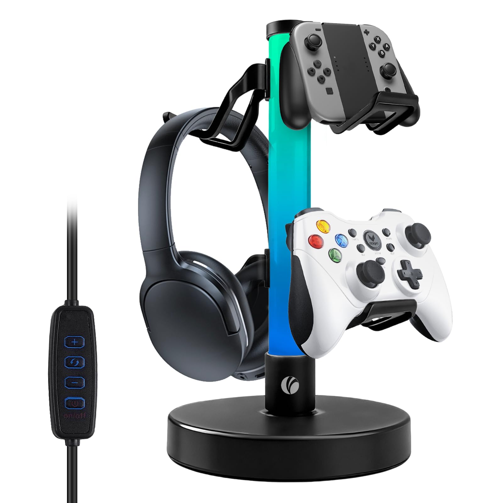VCOM Kopfhörer Ständer mit 17 RGB- Lichtmodi, Controller Halter mit Fernbedienung, Universaler Gaming Headset Halterung für PC Gamer PS4 PS5 Xbox