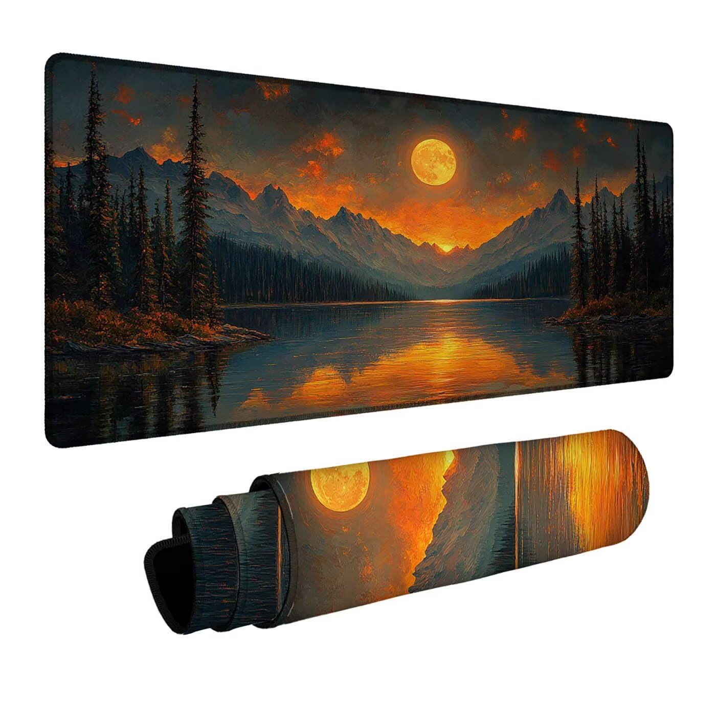 Mauspad Mond Mauspad xxl 140x60x0.3cm, Wasserdicht Mousepad Antirutsch Gummibasis Schreibtischunterlage für Büro Gaming, Mouse Pad Baum für Pc Gaming Maus Tastatur Kabellos Laptop Herbstdeko DBYH-4729