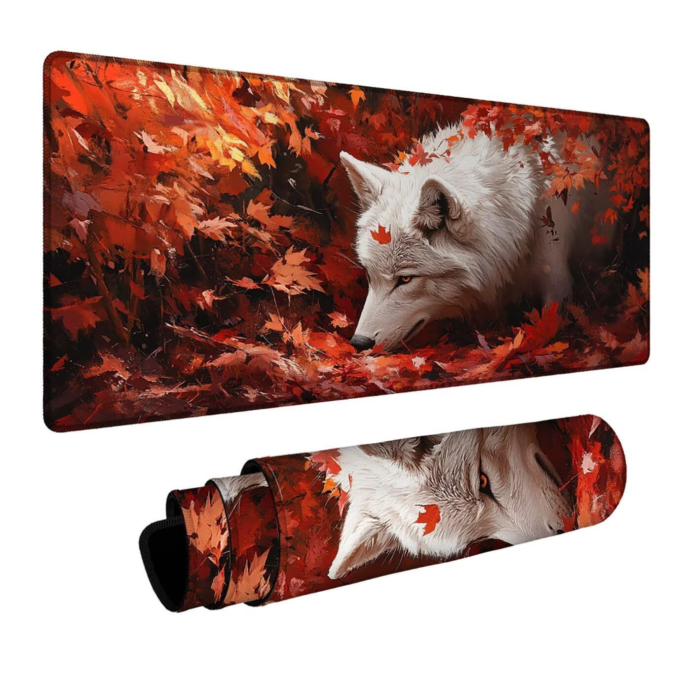 Mauspad Wolf Mauspad xxl 1400x600x3 mm Wasserdicht Mousepad Antirutsch Gummibasis Schreibtischunterlage für Büro Gaming, Mouse Pad Tier für Pc Gaming Maus Tastatur Kabellos Laptop Herbstdeko DBYH-3984