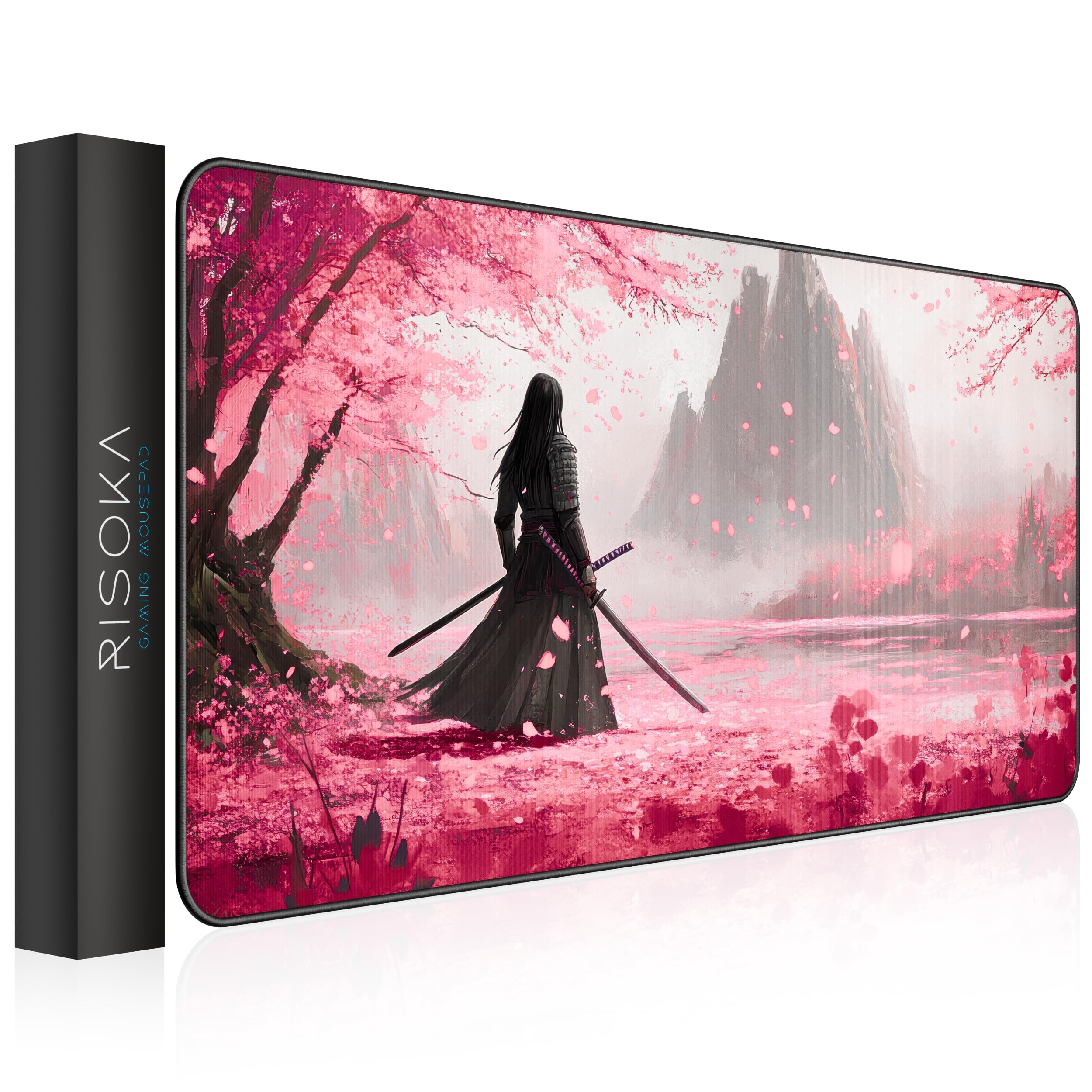 XXL Gaming Mauspad 900x400 - Vernähte Kanten & wasserabweisend - Anime Mousepad für Gamer & Büro - großes Maus Pad & Schreibtischunterlage - Mouse Mat Setup & PC