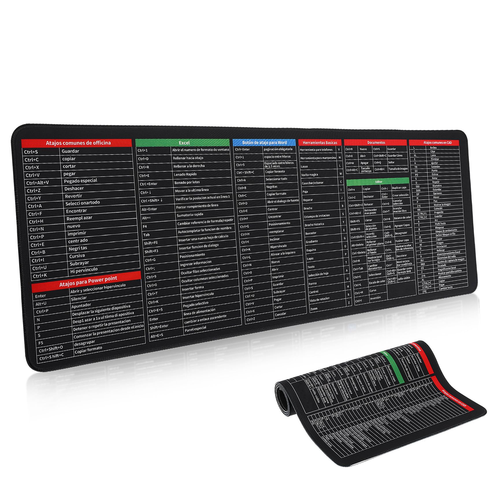 Cabilock Großes Mauspad Mit Shortcut Tasten 300 x 800 x 3mm rutschfeste Schreibtischunterlage Aus Silikon Für Tastatur Und Maus Geeignet Für Office Homeoffice Und Gaming
