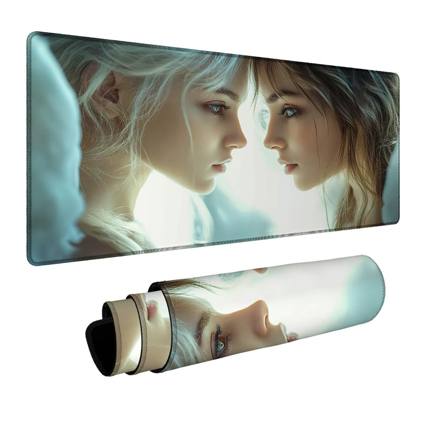 Mauspad Frau Mauspad xxl 100x50x0.3 cm Wasserdicht Mousepad Antirutsch Gummibasis Schreibtischunterlage für Büro Gaming, Mouse Pad Kuss für Pc Gaming Maus Tastatur Kabellos Laptop Herbstdeko DBYH-6411