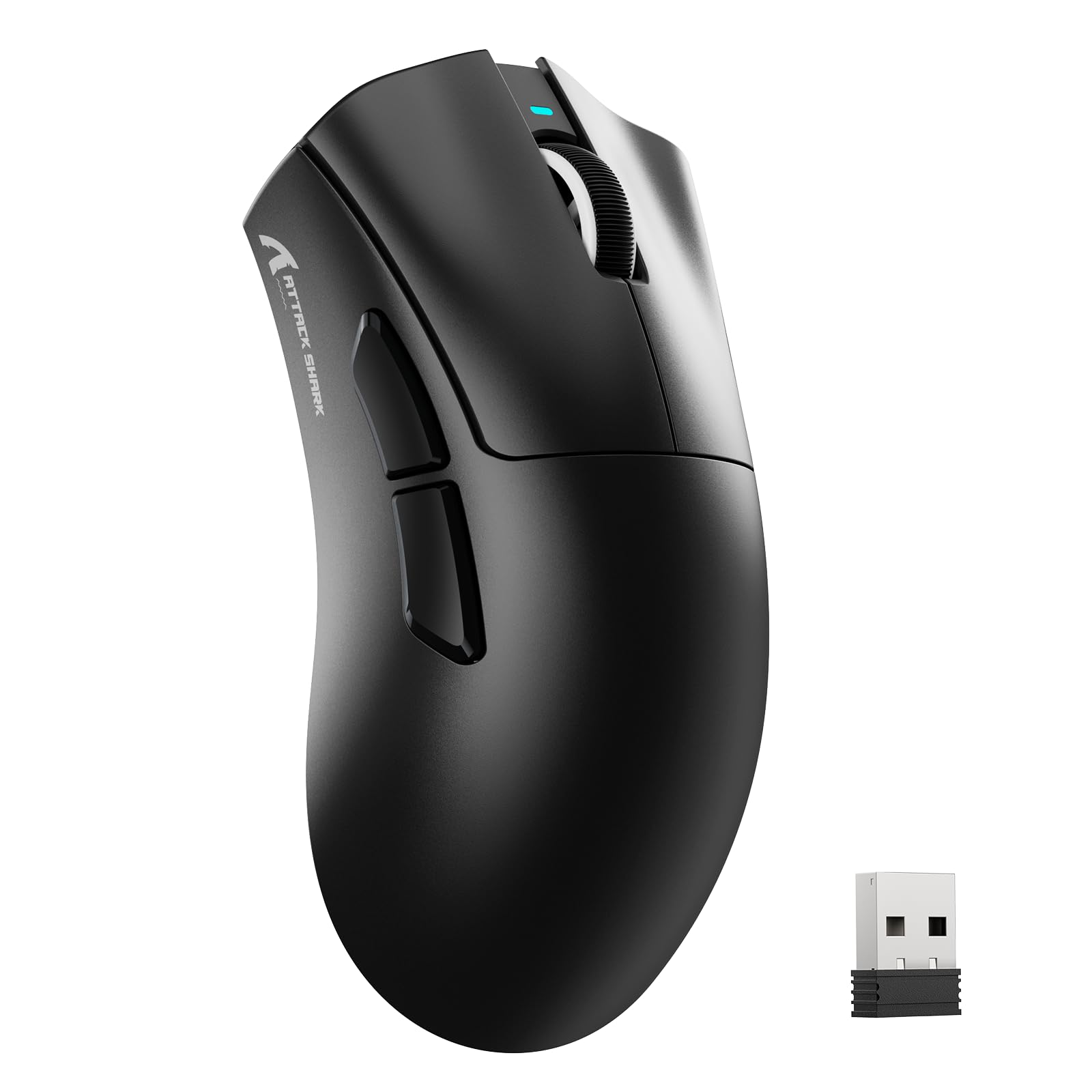 MAMBASNAKE X ATTACKSHARK V3 Kabellose Gaming-Maus,65g leicht,geteiltes Design für Rechtshänder,bis zu 25000DPI,1000Hz,PAW3311 Sensor,BK52820 MCU,2,4G/BT/USB-C, 500mAh,Web-Treiber,für PC/Mac–Schwarz