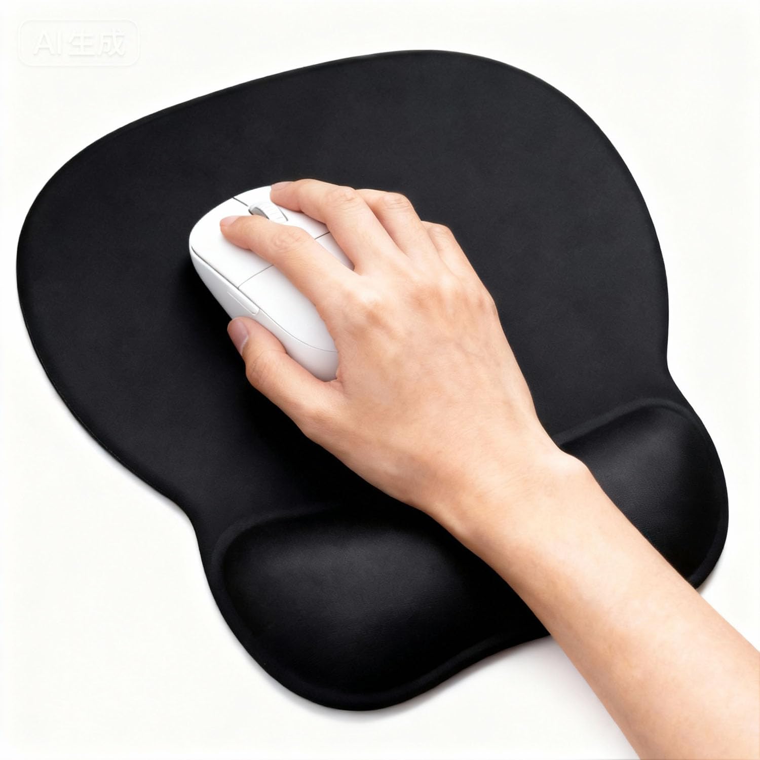 Ergonomisch Mousepad mit Handauflage, Memory-Schaum Gelkissen & Rutschfester Basis, Glatte Oberfläche für Büro und Gaming, wasserdichte Mauspad für Computer, Laptop, PC, 24x21cm (Schwarz)