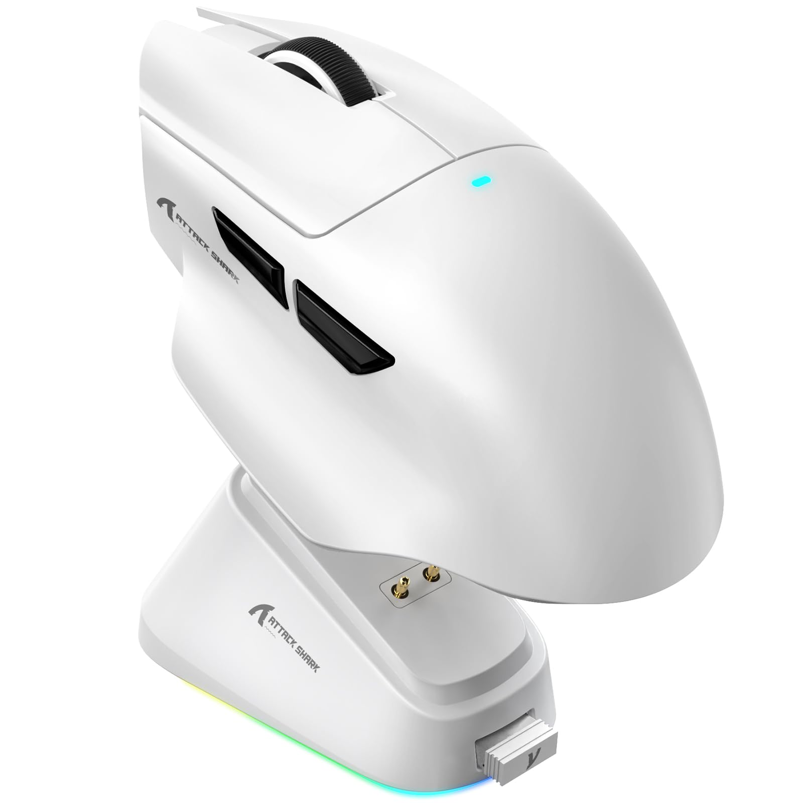 ATTACK SHARK V6 65g Superlight Mouse with Magnetic Charging Dock, PixArt PAW3311 Gaming Sensor, 25000 DPI, 500 mAh Battery, BT/Wireless/Wired Ergonomic Mice with Thumb Rest, for Win11/Xbox/PS/Mac