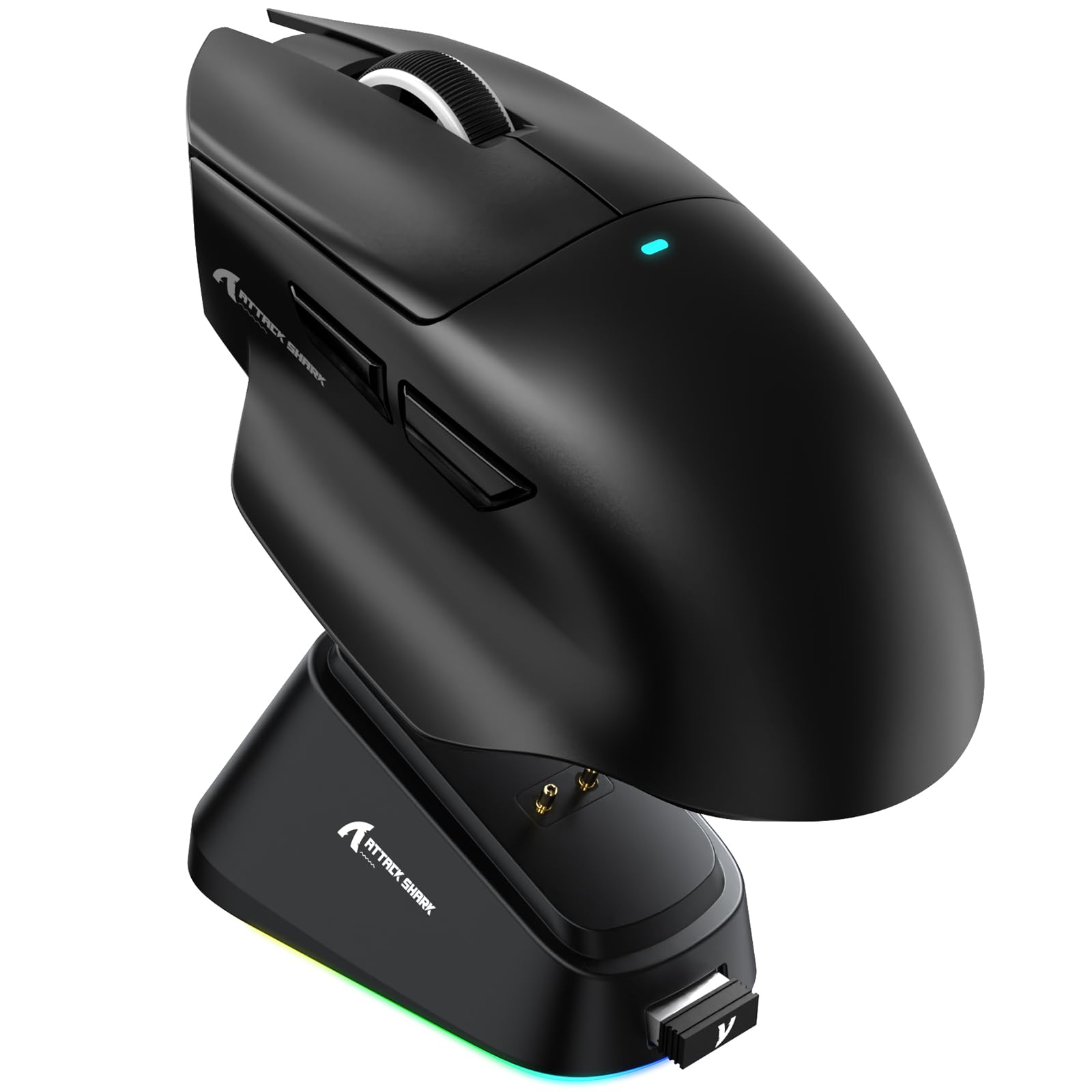 ATTACK SHARK V6 65g Superlight Mouse with Magnetic Charging Dock, PixArt PAW3311 Gaming Sensor, 25000 DPI, 500 mAh Battery, BT/Wireless/Wired Ergonomic Mice with Thumb Rest, for Win11/Xbox/PS/Mac