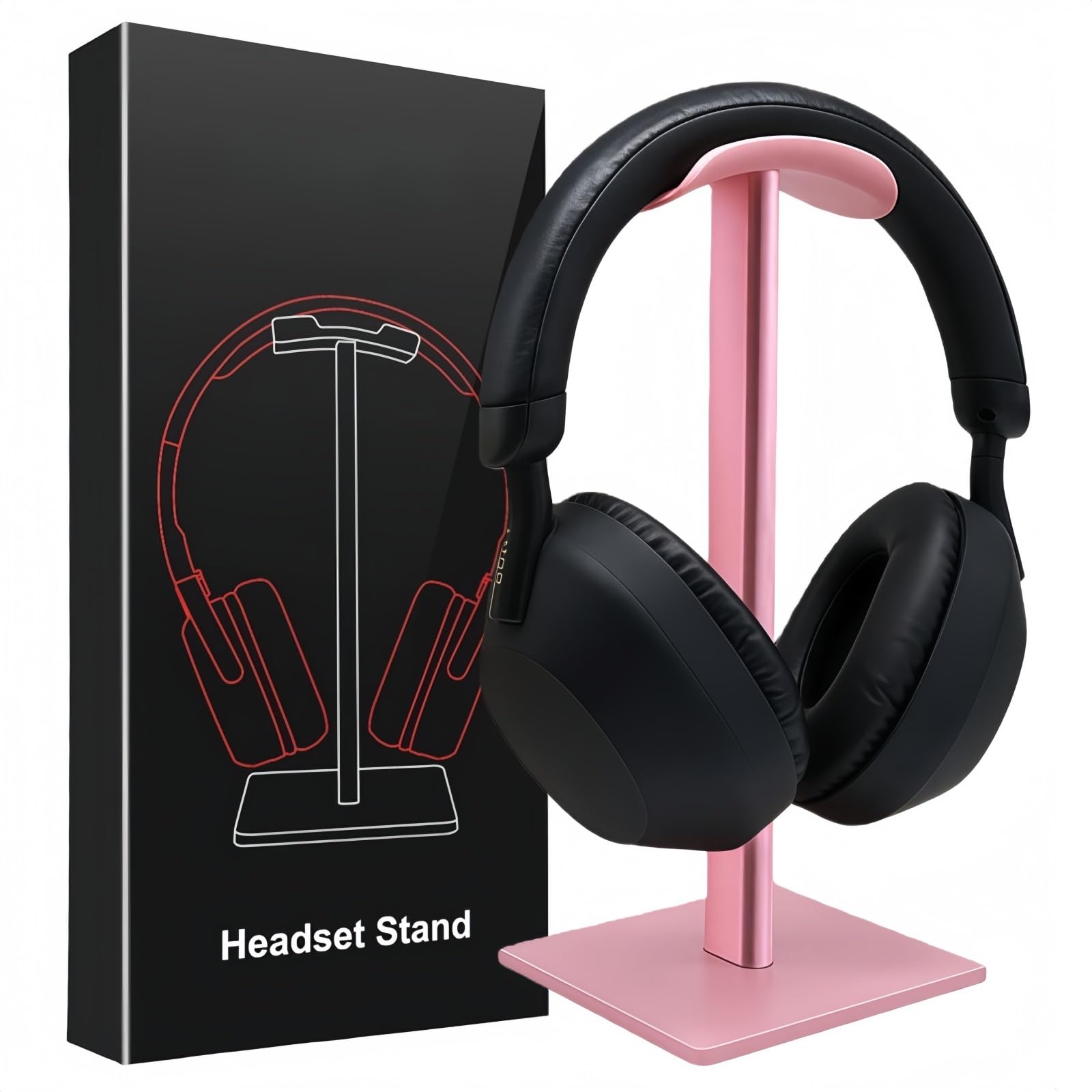 Headset Ständer, Headset Halterung, Gaming Kopfhörer Stander, Kopfhörerhalter Kopfhörerständer Ständer für Over Ear Kopfhörer Kopfhörer Haken mit Rutschfestem TPU-Silikon für Tisch Vitrine (Rosa)