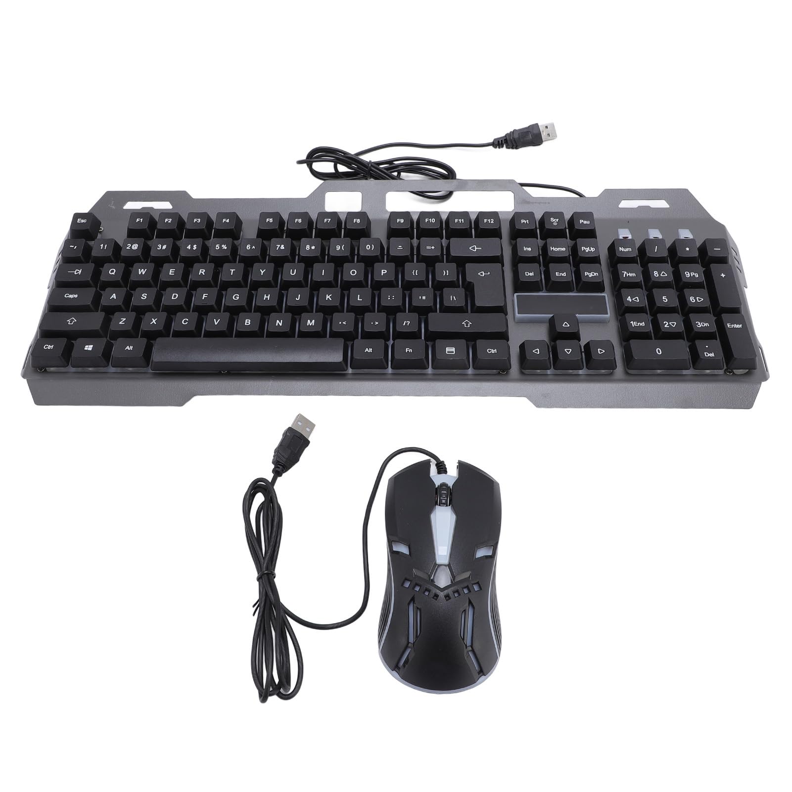 Fockety Kabelgebundene Tastatur-Maus-Kombination, RGB-Licht, 104 Tasten, Gaming-Tastatur und Maus-Set aus Aluminiumlegierung mit Ergonomischem Design, 1200 DPI, für Desktop-Laptop