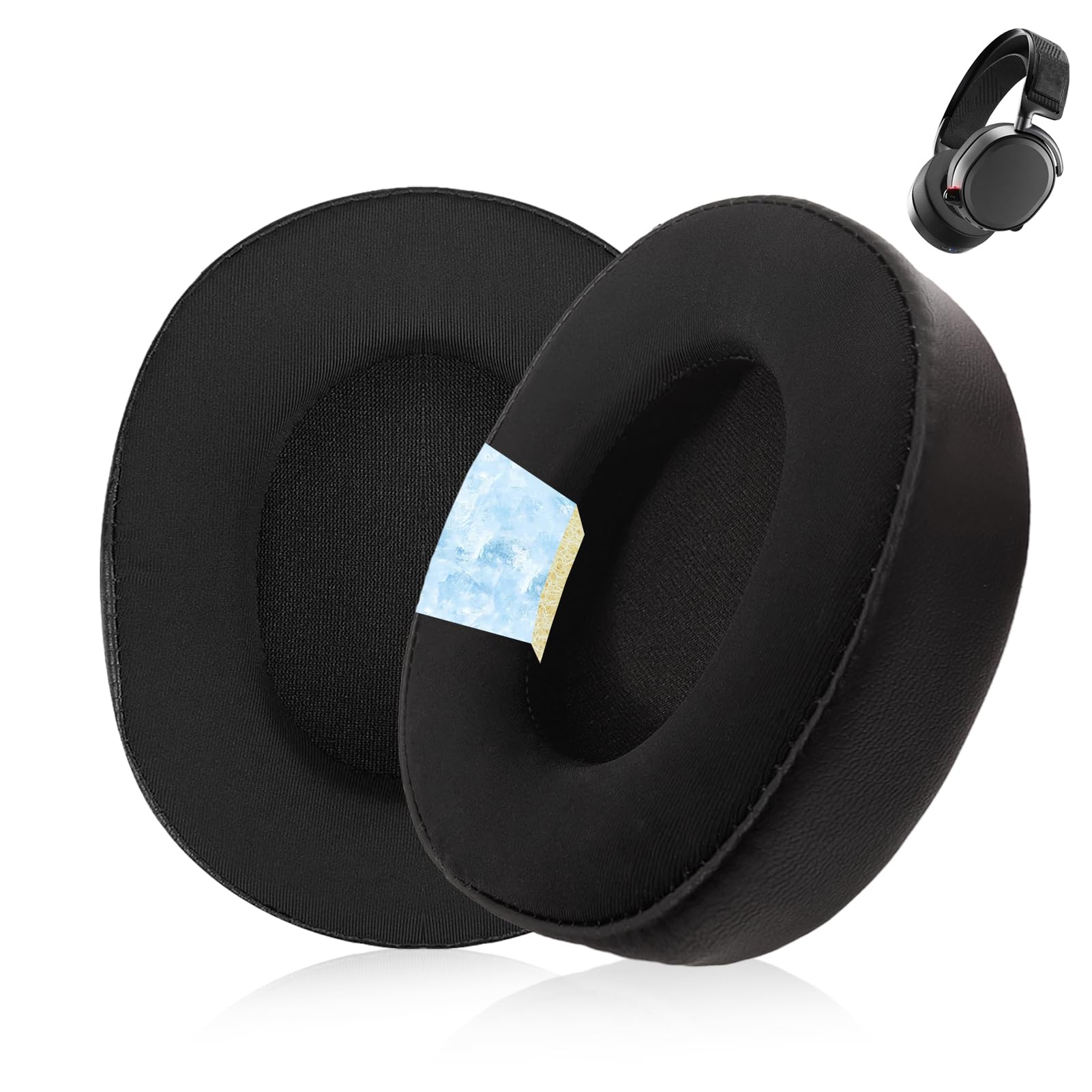 1 Paar Cooling-Gel Ohrpolster für SteelSeries Arctis 1/3/5/7/7+/7P/7P+/7X/7X+/9/9X/Pro/Prime(Passt Nicht zu Arctis Nova) Wireless Kopfhörer - Kühlgel Kopfhörer Ohrpolster