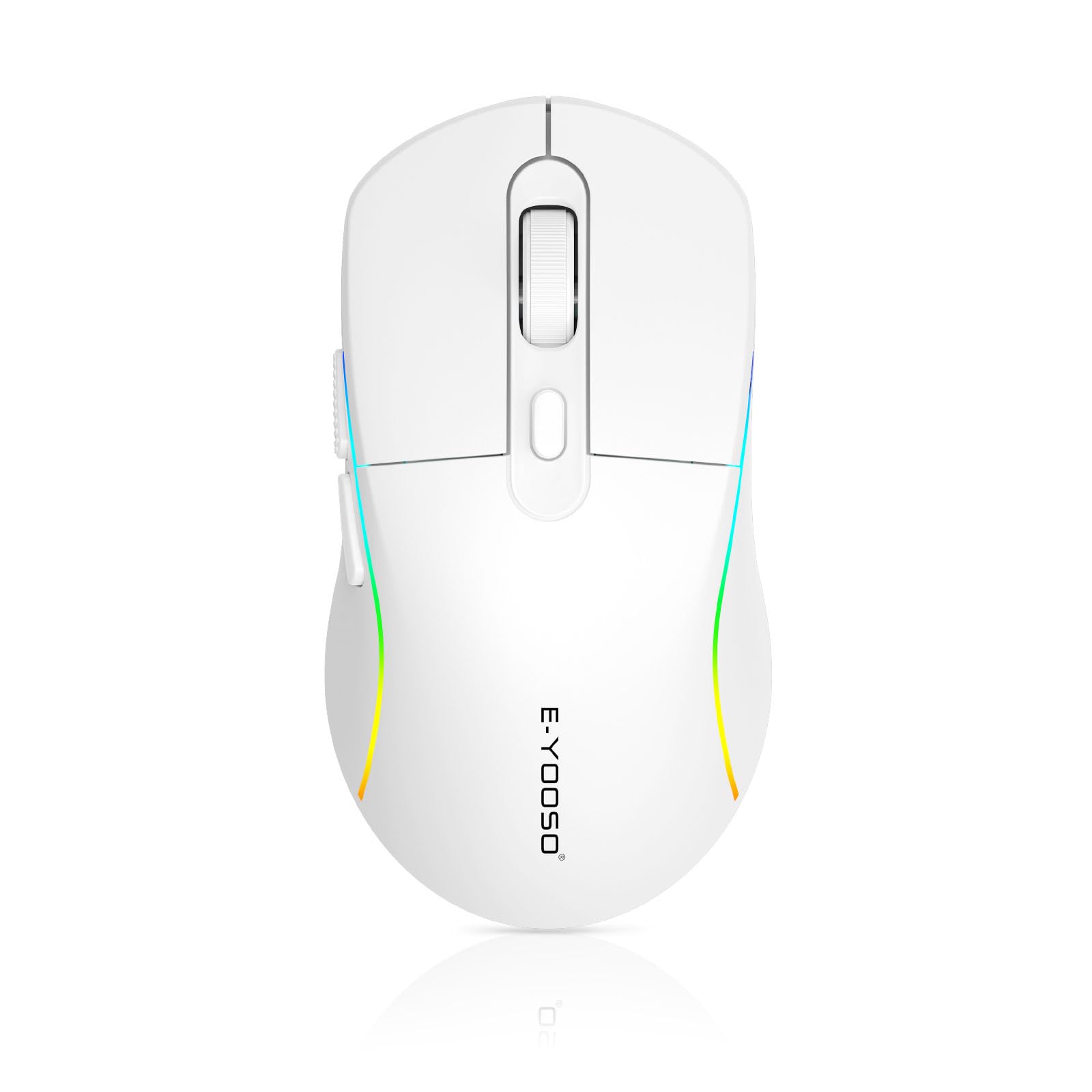 E-Yooso Gaming Maus Kabellose RGB,2.4G/USB-C/Bluetooth Maus mit 6 Programmierbare Tasten/10000DPI/7 RGB Beleuchtung,Wireless Ergonomische Maus für PC/Mac Gamer