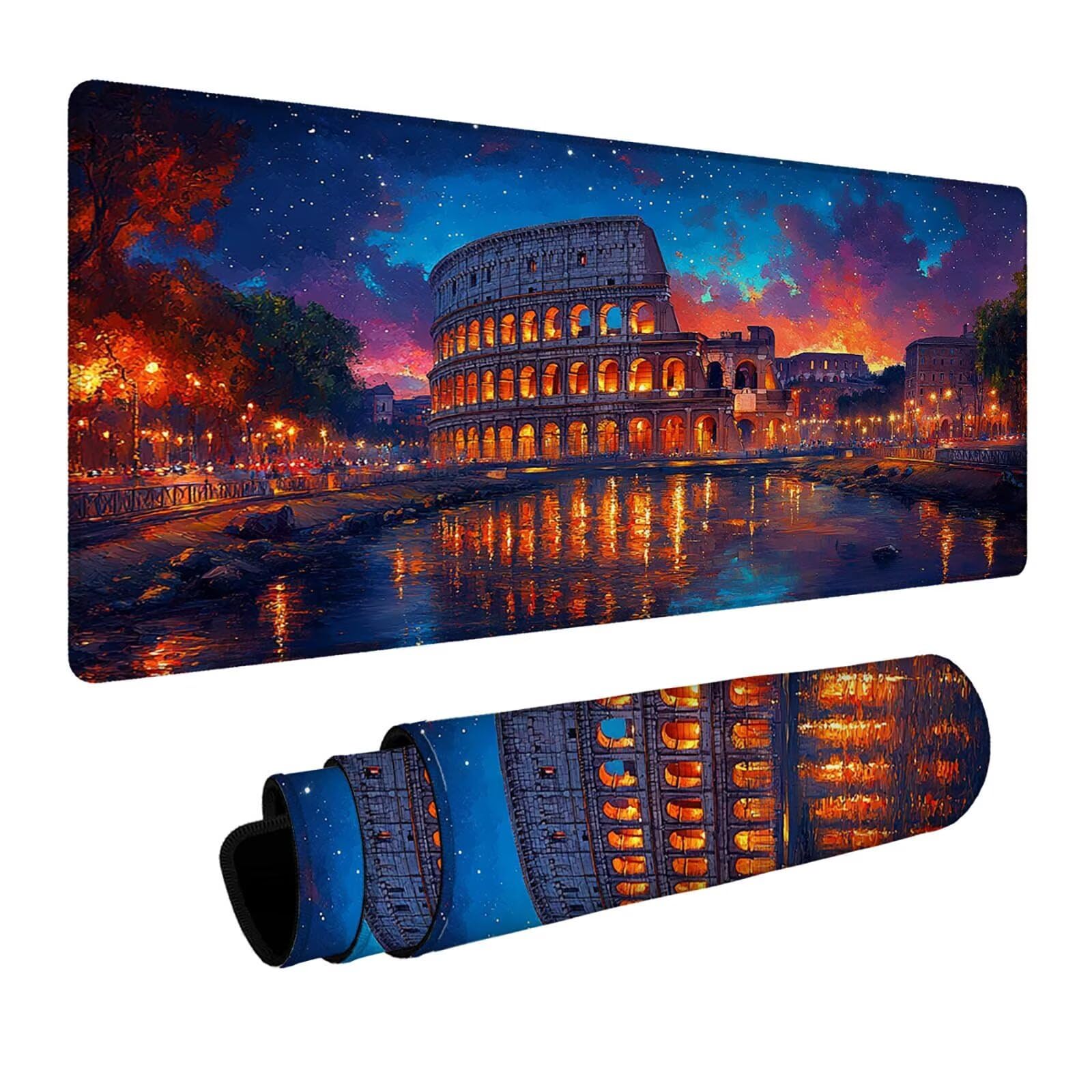 Mauspad Arena Gaming Mauspad XXL 100x40x0.3cm Wasserfest Schreibtischunterlage Sternenhimmel Genähte Kanten Antirutsch Gummibasis, Mauspad Gaming für Laptop Maus Herbstdeko Home Decoration FSBD-1142