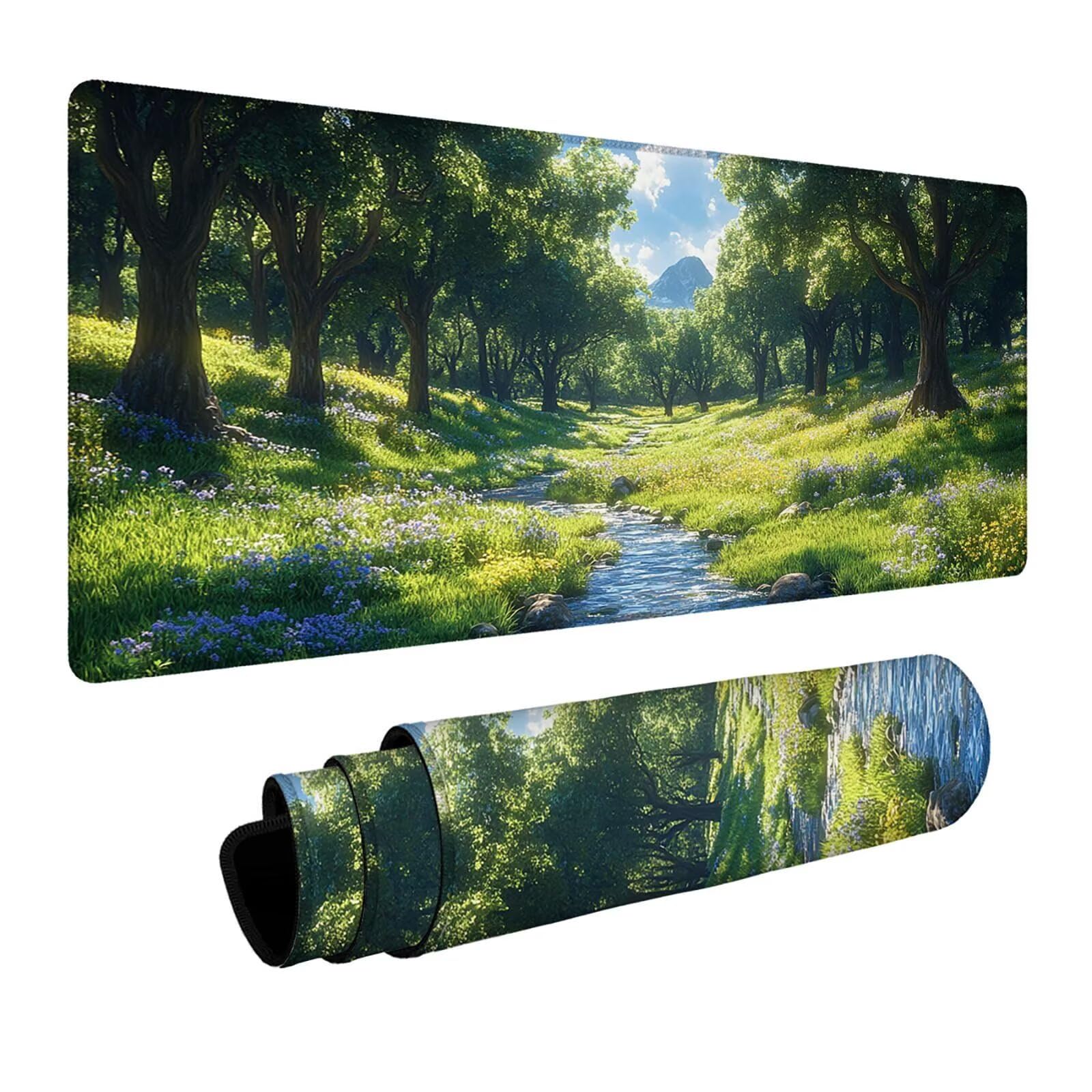 Mauspad Baum Gaming Mauspad XXL 1000x400x3 mm Wasserfest Schreibtischunterlage Landschaft Genähte Kanten Antirutsch Gummibasis, Mauspad Gaming für Laptop Maus Herbstdeko Home Decoration FSBD-0446