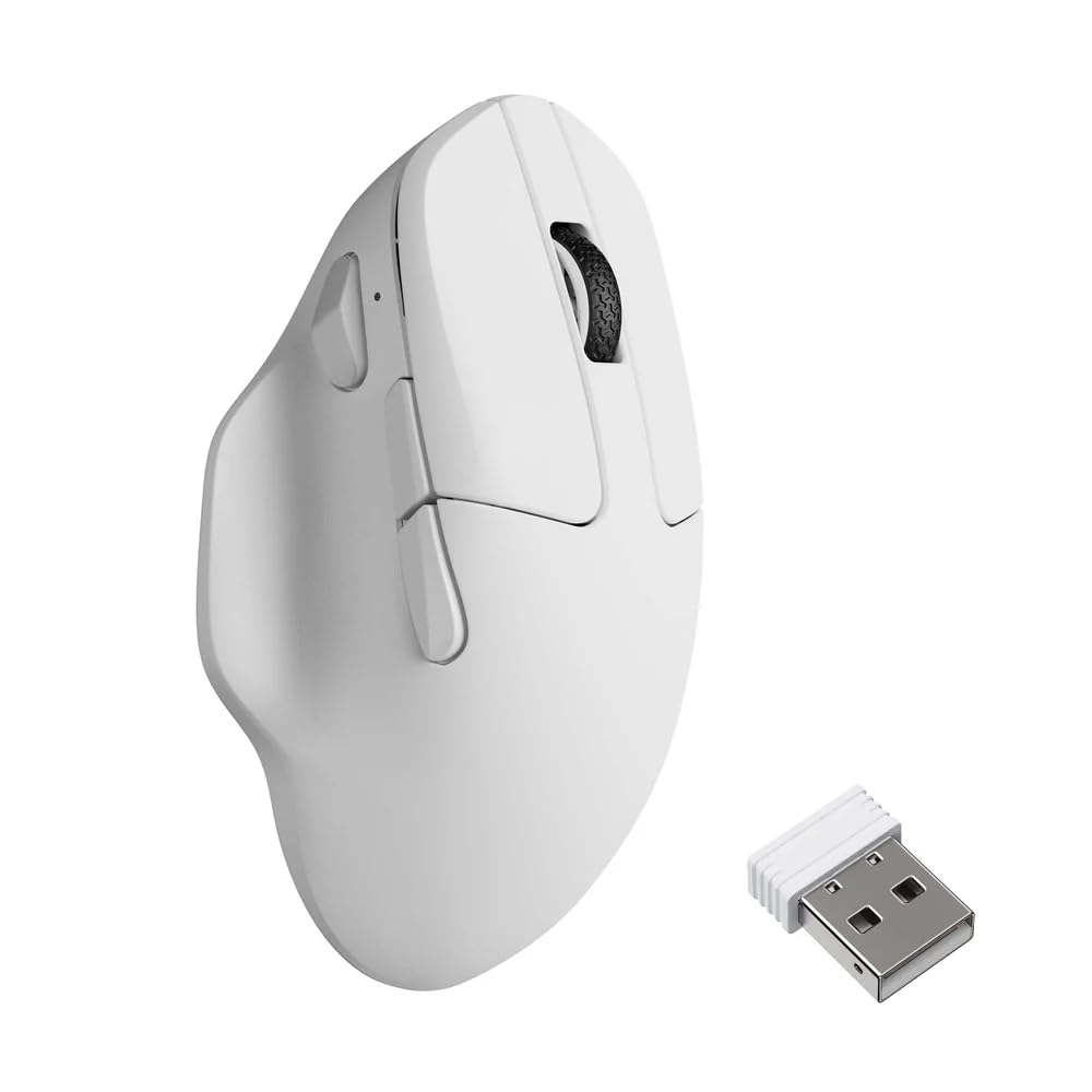 Keychron M7 8K Kabellose Gaming Maus – PixArt 3950 Sensor, 30000 DPI, 2.4G/Bluetooth/USB-C, 63g Ultraleicht, Ergonomisches Design, für Windows/macOS (Weiß)
