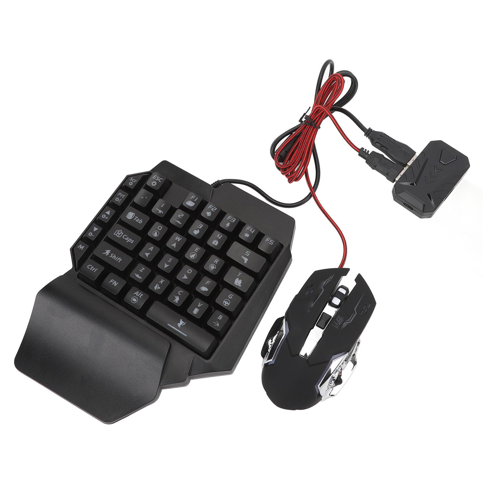 POENVFPO Einhand-Tastatur- und Maus-Adapter-Set für, Verzögerungsfreies Gaming-Kit mit Verstellbarer Telefonhalterung