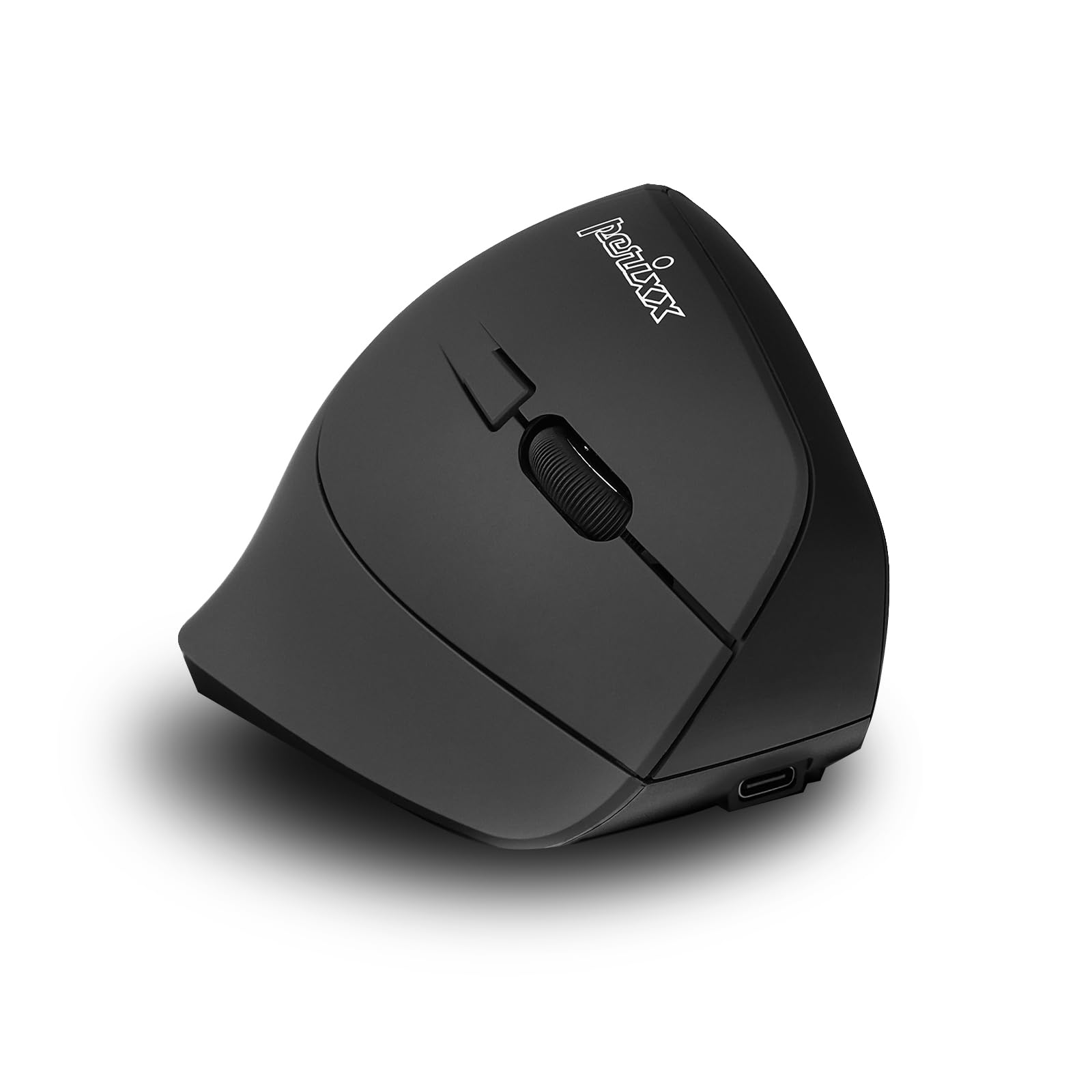 Perixx PERIMICE-715R Kabellose Wiederaufladbare Vertikale Maus – Duale Ladefunktion (Kabel & Wireless) – 6-Tasten-Design – Schwarz – Für Rechtshänder