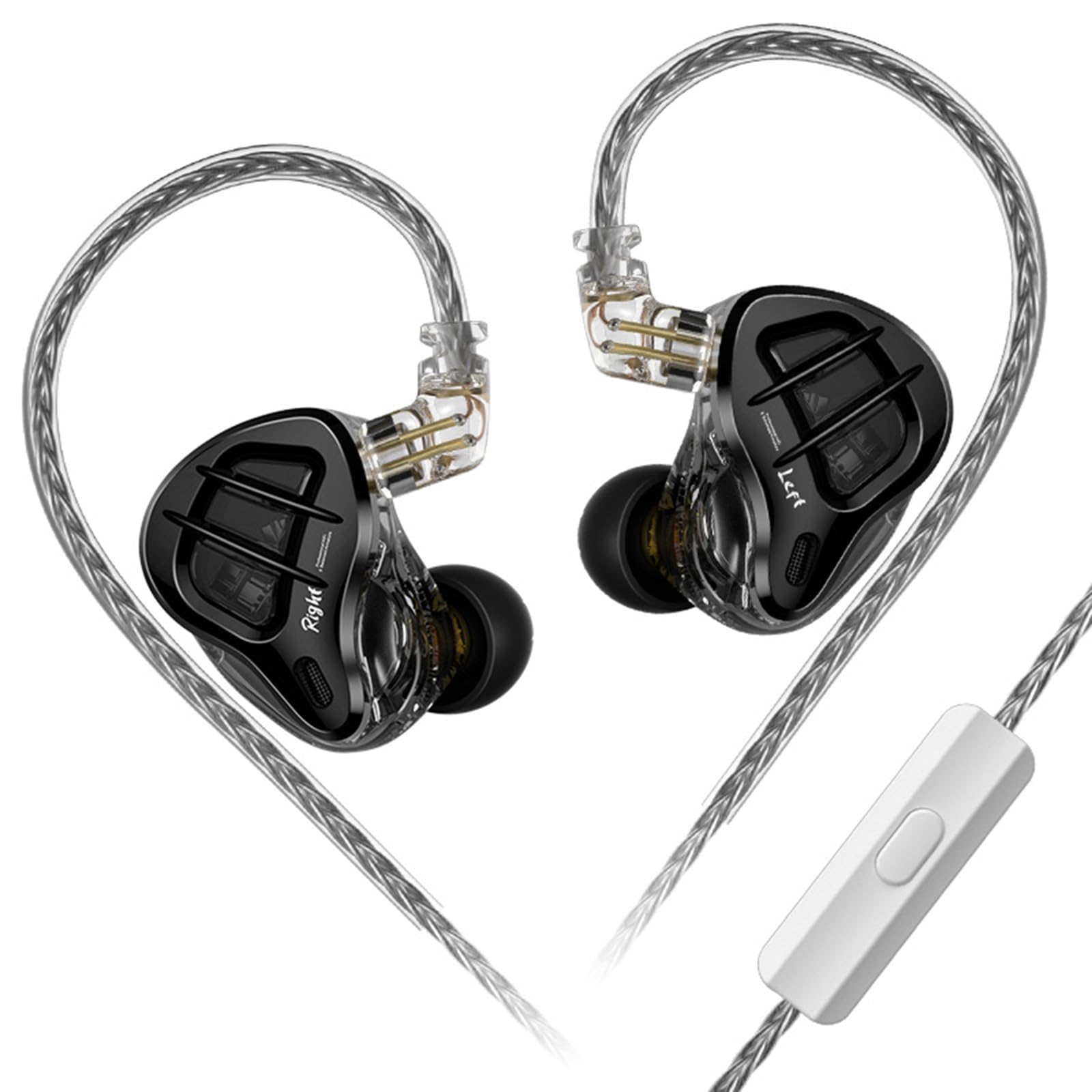 Diyeeni ZAR 1DD+7BA Hybrid-Treiber-Kopfhörer, Austauschbares Kabel, Abnehmbares BT-Modul, Unterstützung für Gaming-Enthusiasten, 0,75 Mm Pintyp, Schwarz (Mit Mikrofon)