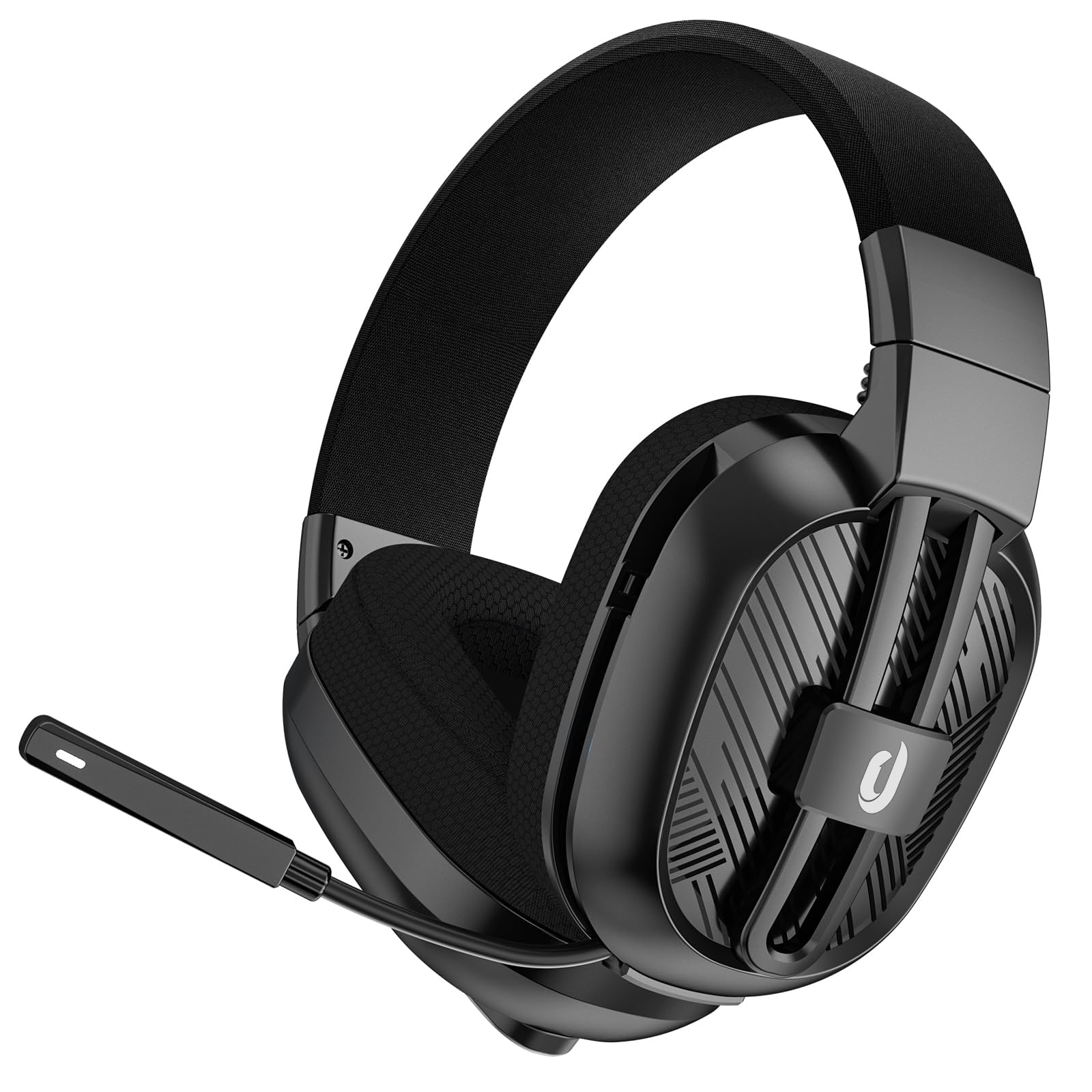 JIMYIU Gaming Headset, Wireless Headset für PC, PS5, PS4, Mac, 2,4 GHz/BT Headset PS5 mit Mikrofon Geräuschunterdrückung, 50H+ Akkulaufzeit Black