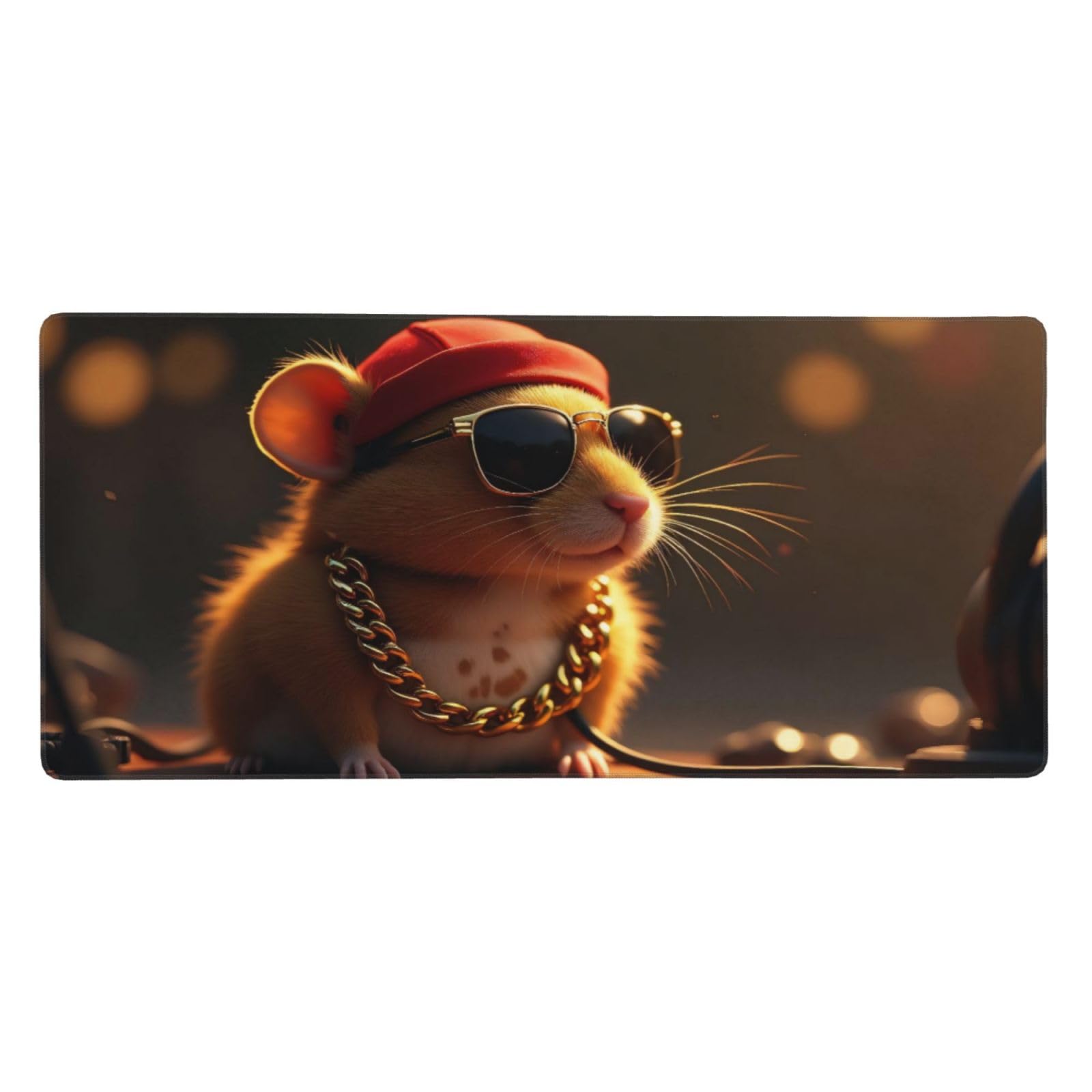 Großes Gaming-Mauspad – Coole braune Maus, A-Druck, Gummiunterseite, Schreibtischunterlage mit genähten Kanten, Mauspad für Laptop, PC-Tastatur, Mauspad für Arbeit, Büro, Spiel, 40,6 x 89,9 cm