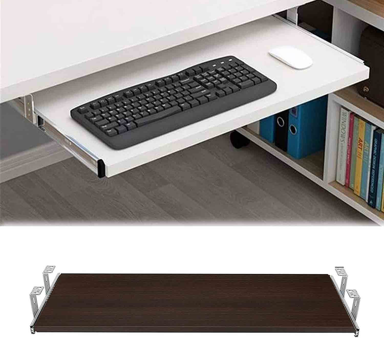 Tastaturablage unter dem Schreibtisch mit Schiebestütze für Computertastatur und Maus, platzsparendes Schubladendesign, einfache Installation, perfekt für Home Office und Gaming Setup