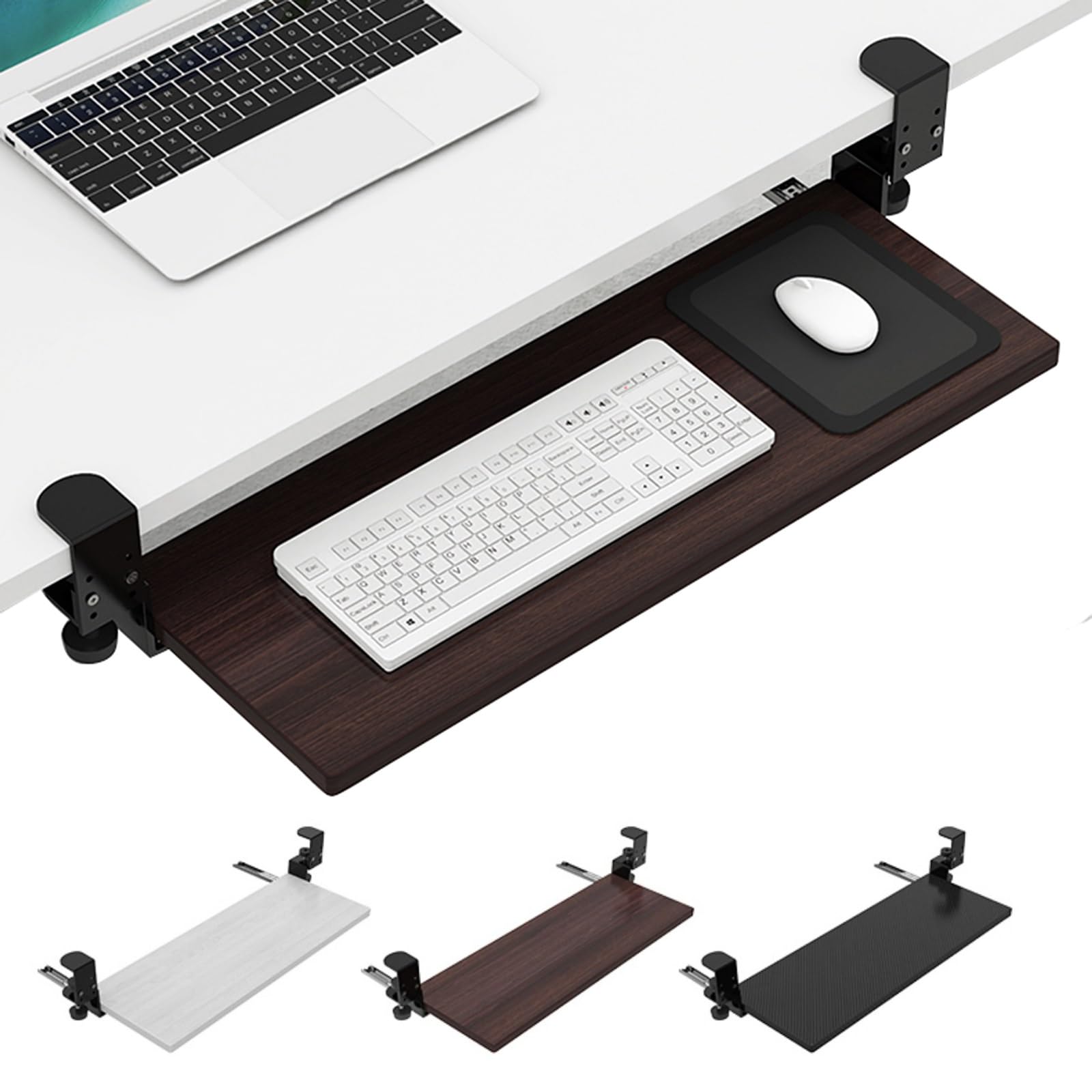 Tastaturablage für den Schreibtisch, C-Klemme, ohne Bohren, 65 x 24 cm, platzsparender Maus- und Tastaturhalter, schwarz, perfekt für Heimbüro und Gaming-Setup