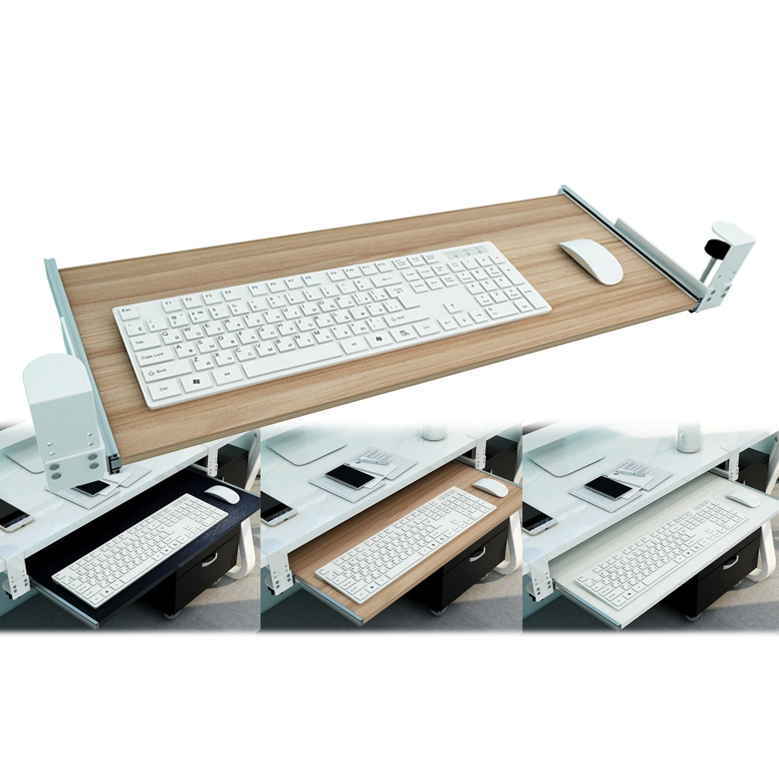 Verstellbare ergonomische Tastaturablage, ausziehbares Design für Tastaturen und Mäuse, 55/65/75 x 30 cm, Schwarz – perfekt für Home Office & Gaming Setup