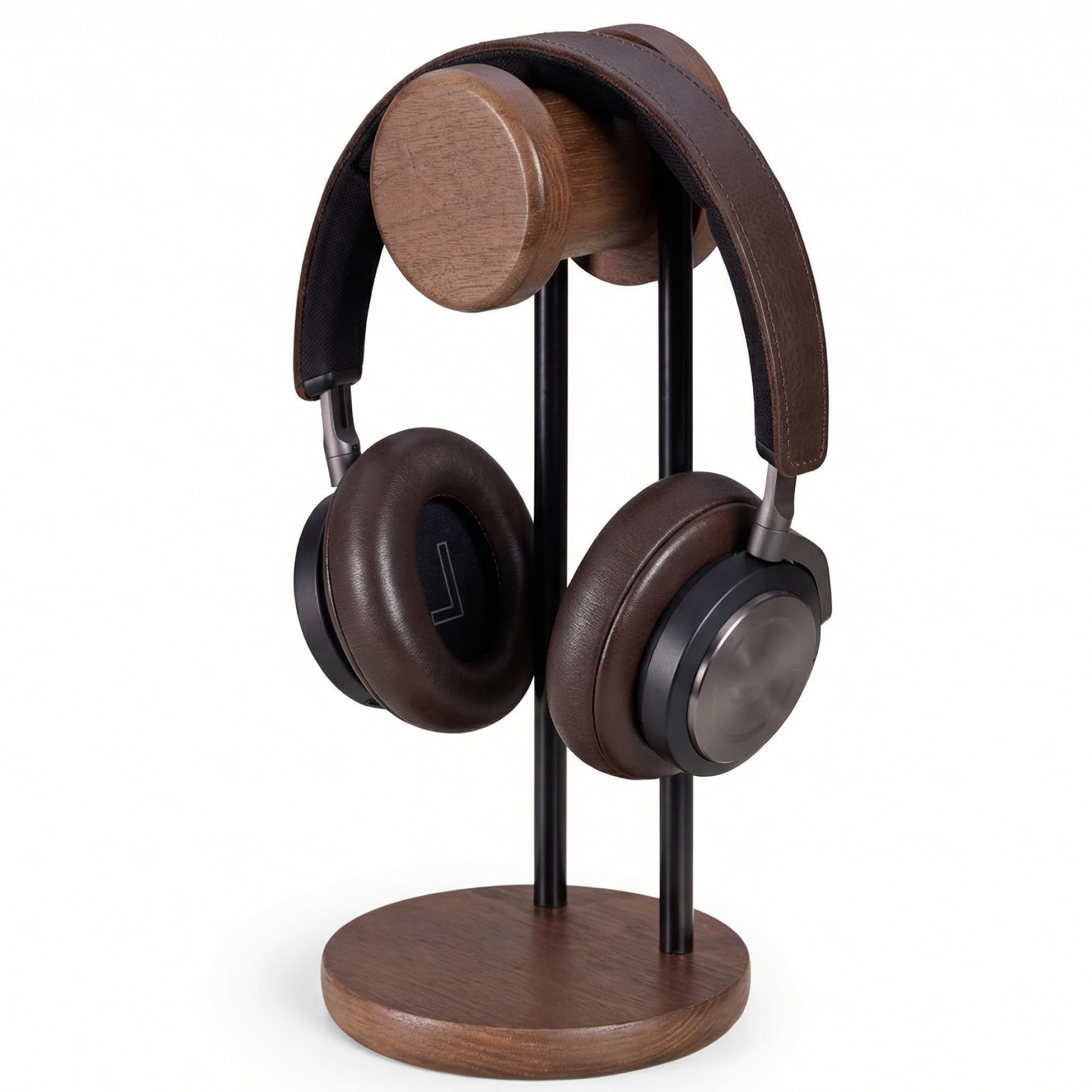 Fenge Kopfhörerständer aus Massivholz und Metall, universeller Headset-Ständer für den Schreibtisch, beschwerte Basis, Kopfhörerhalterung für PC-Gaming-Headset-Display, Büro, Zuhause (Braun)